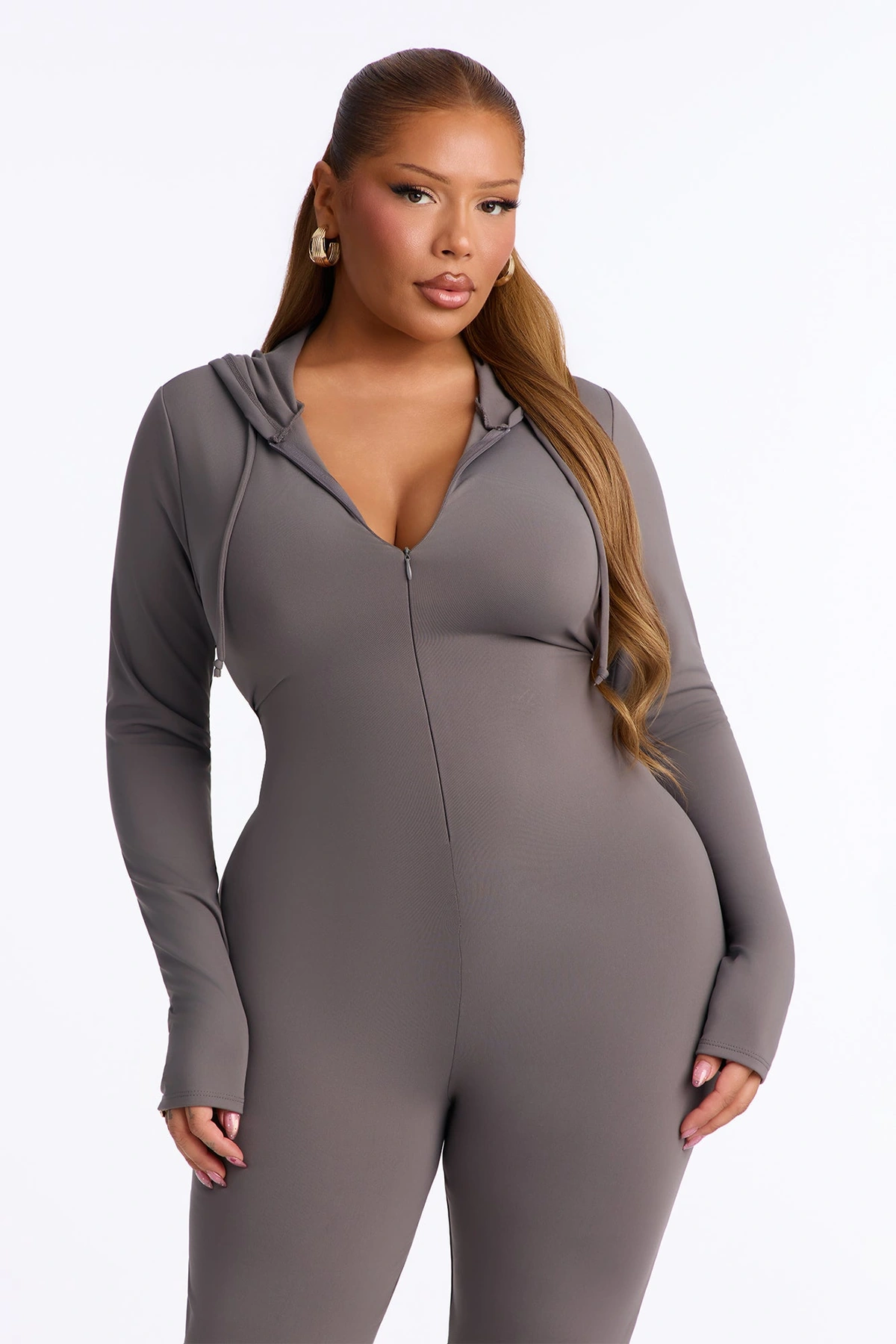 Luna Zip Up Jumpsuit - Charcoal — Cinzento-escuro