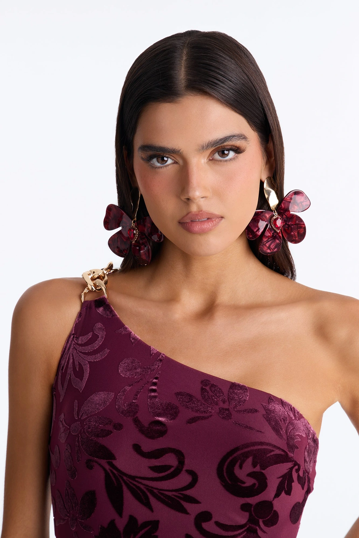 Lilia Drop Earrings - Burgundy/combo — Bordô/combinação