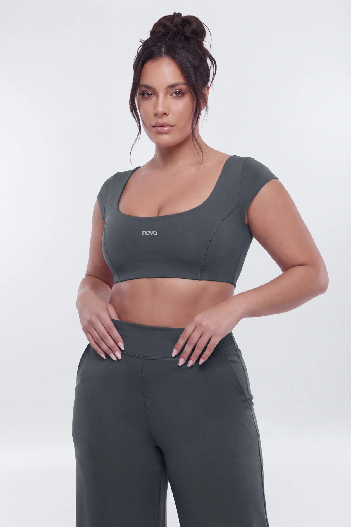 CloudForm™ Cap Sleeve Crop Top - Carbon — Carbon