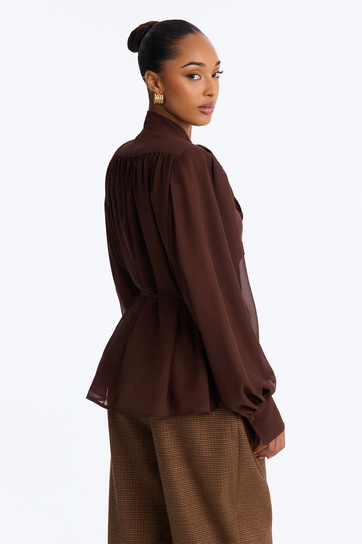 Soft Intentions Chiffon Blouse - Chocolate — Chocolate