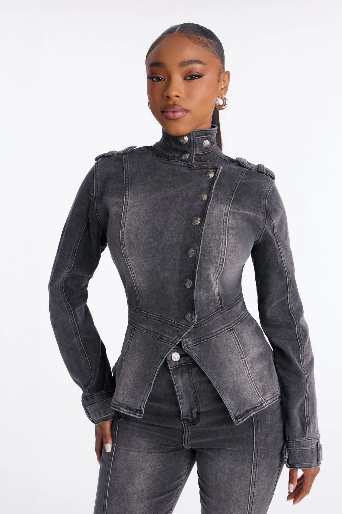 Out Past Midnight Stretch Denim Jacket - Black — Preto