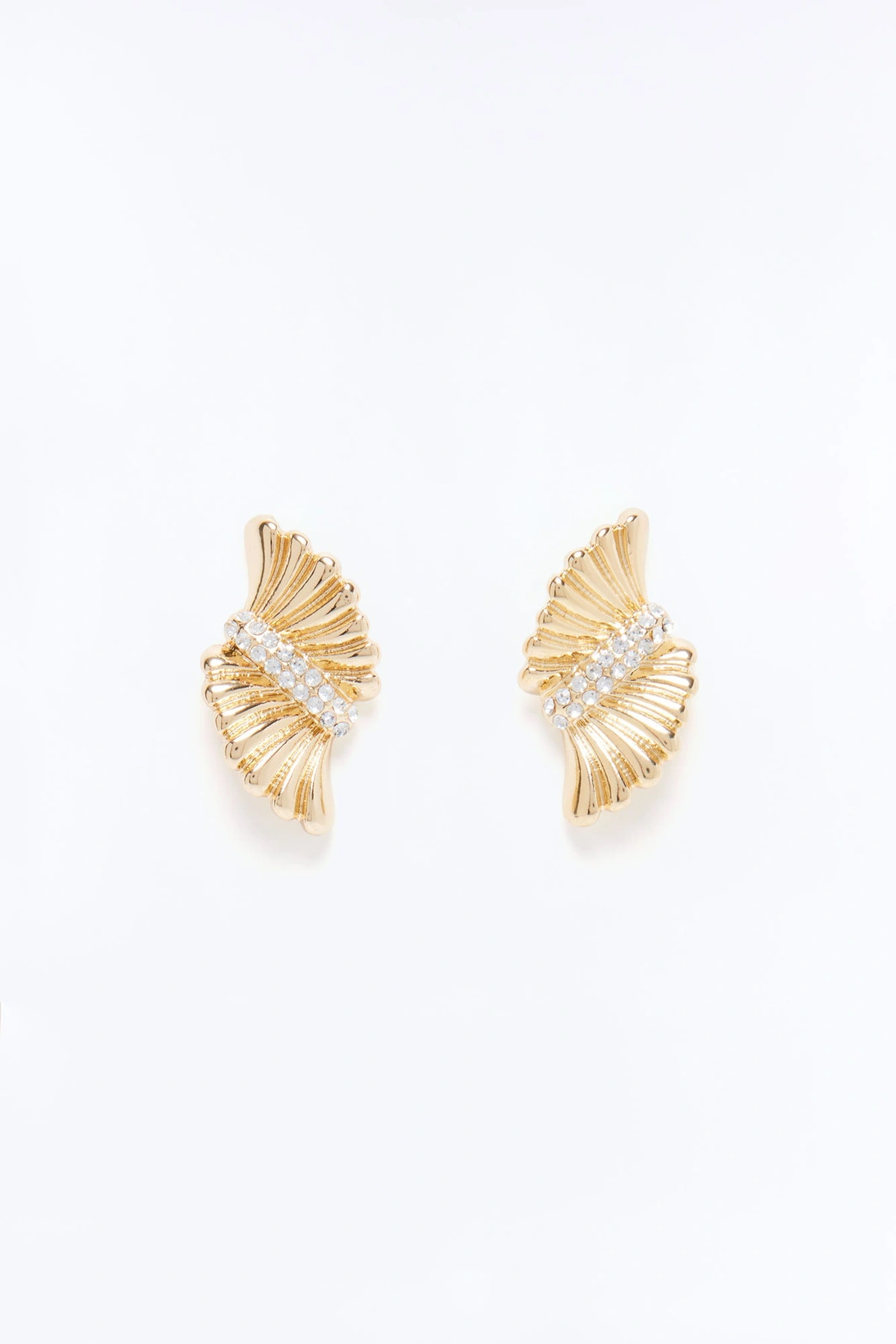 Abstract Wings Rhinestone Earrings - Gold — Dourado