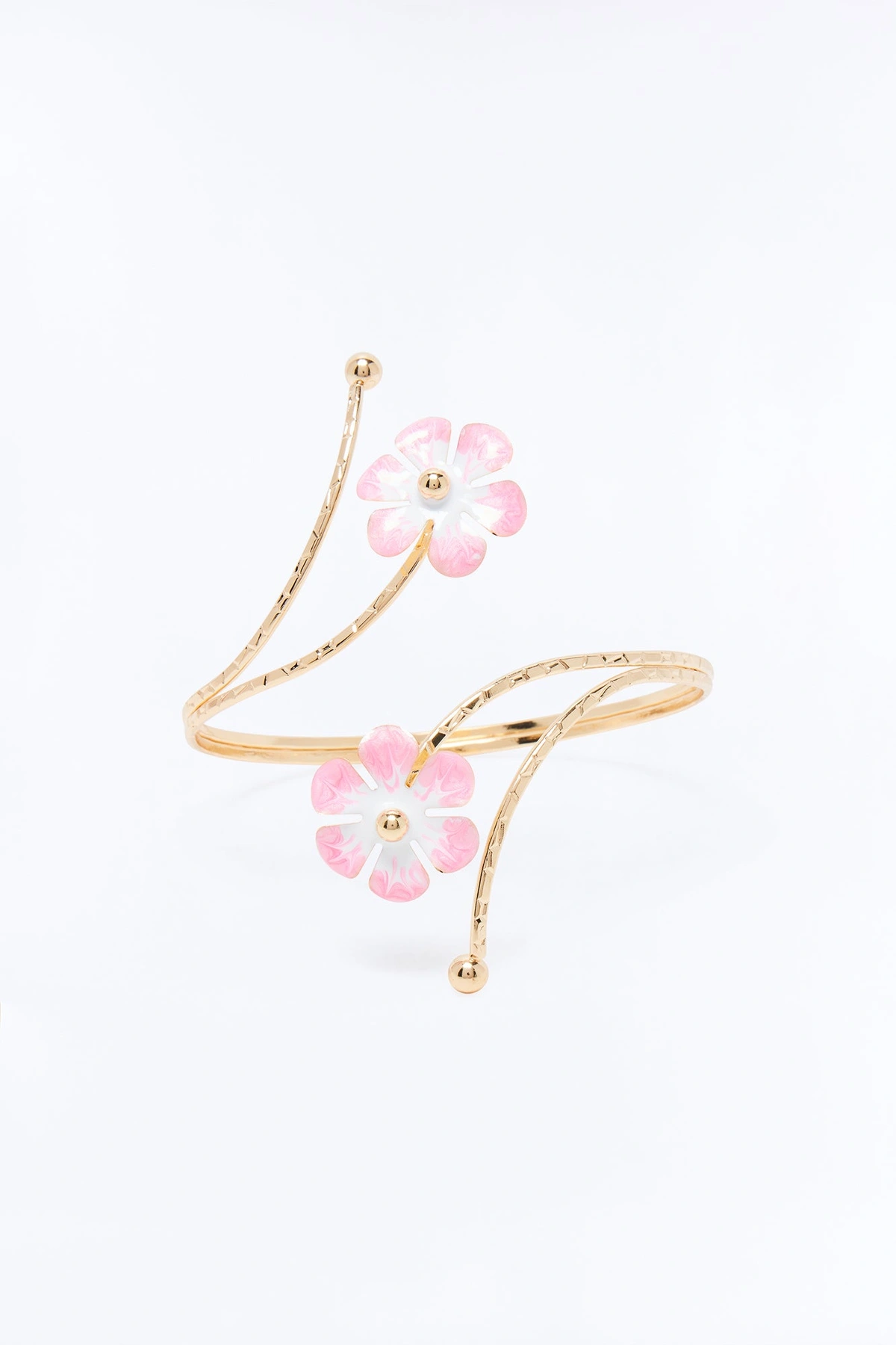 Twisted Vine Floral Hardware Arm Cuff - Gold/Pink — Dourado/Rosa