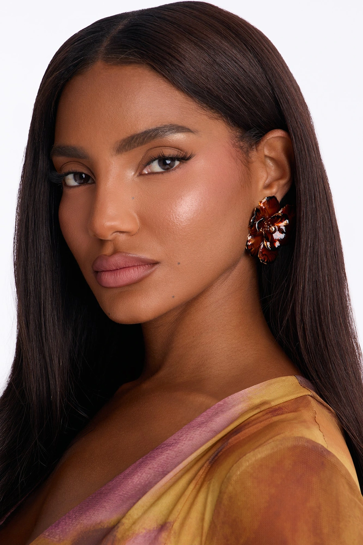 Terra Bella Floral Earrings - Brown/combo — Castanho/combinação