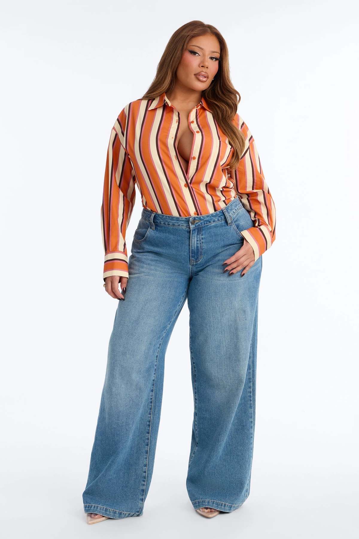 I'm The Main Topic Striped Shirt - Orange/combo — Laranja/combinação
