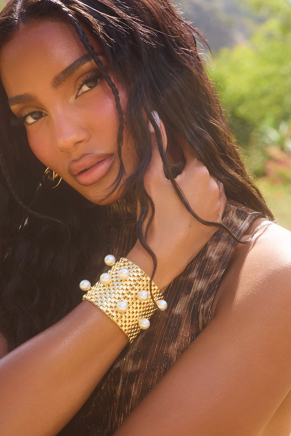 Chains And Pearls Bracelet - Gold — Dourado