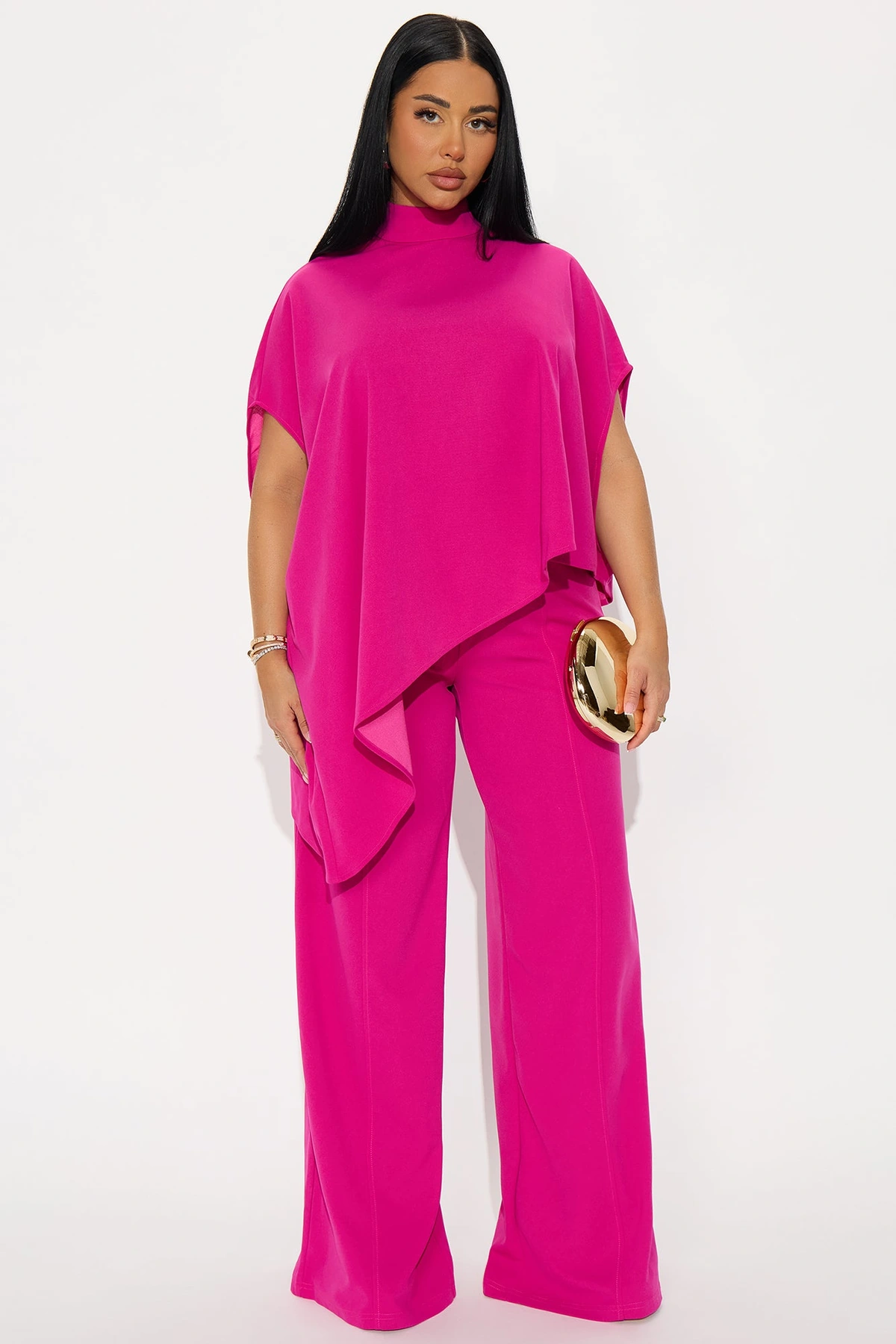 Diana Draped Pant Set - Magenta — Magenta
