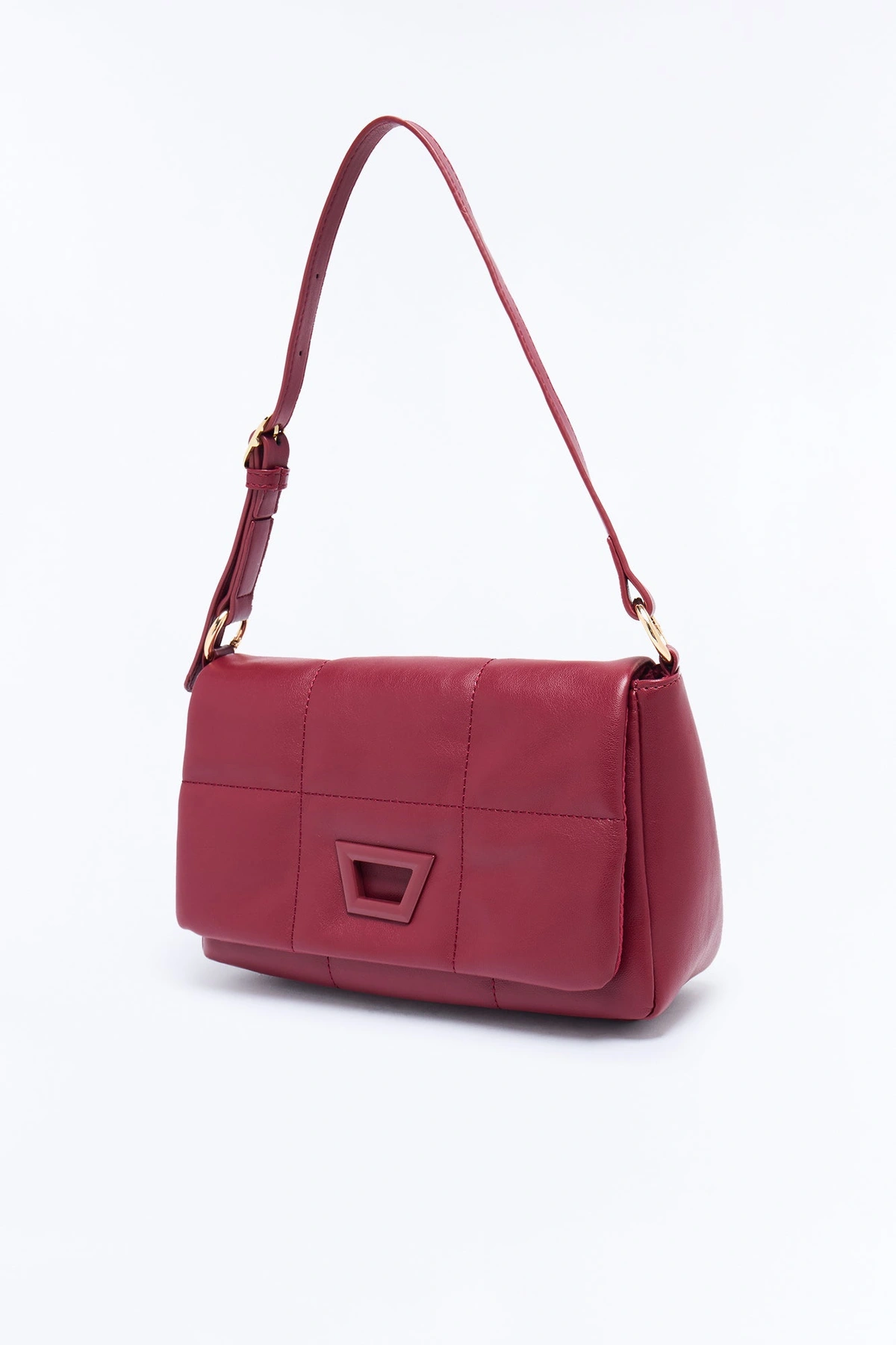 Softest To Touch Faux Leather Quilted Shoulder Bag - Burgundy — Bordô