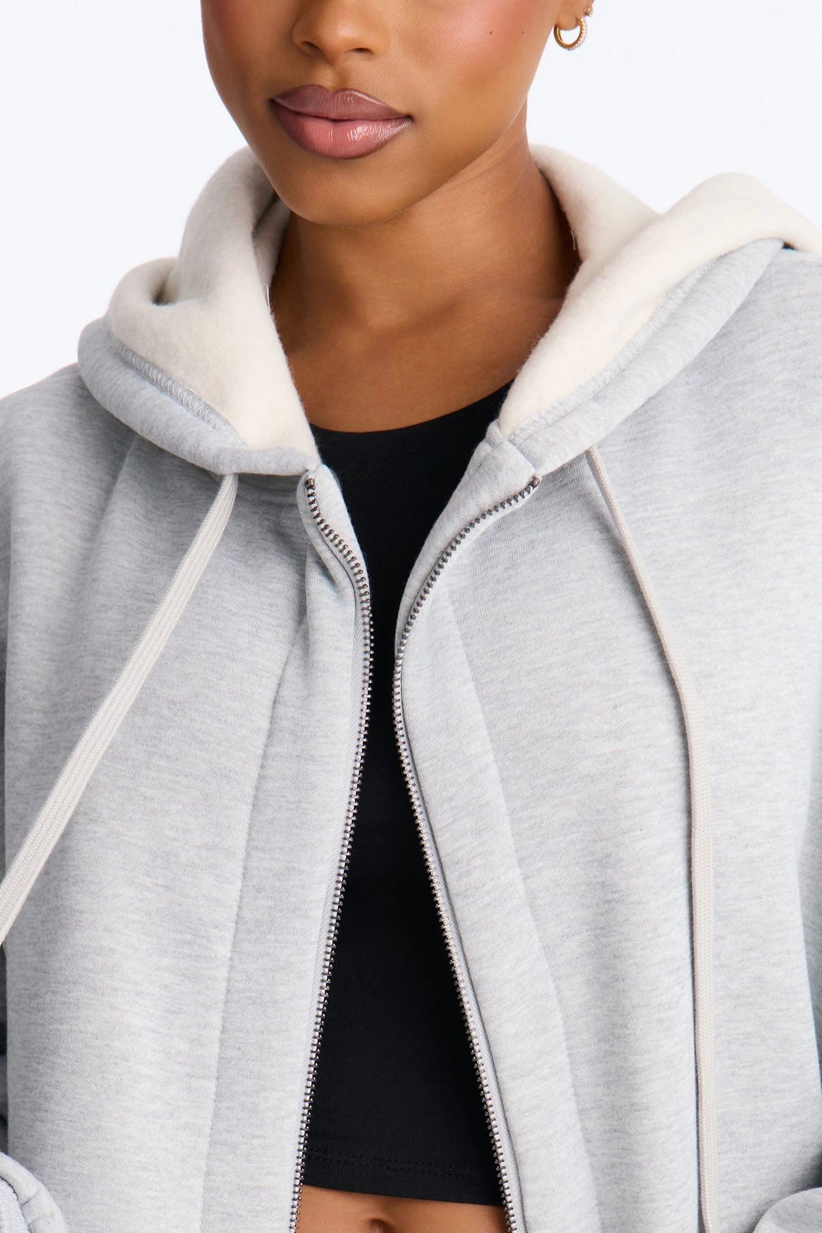 Sunday Lounge Fleece Hooded Long Jacket - Heather Grey — Cinzento mesclado