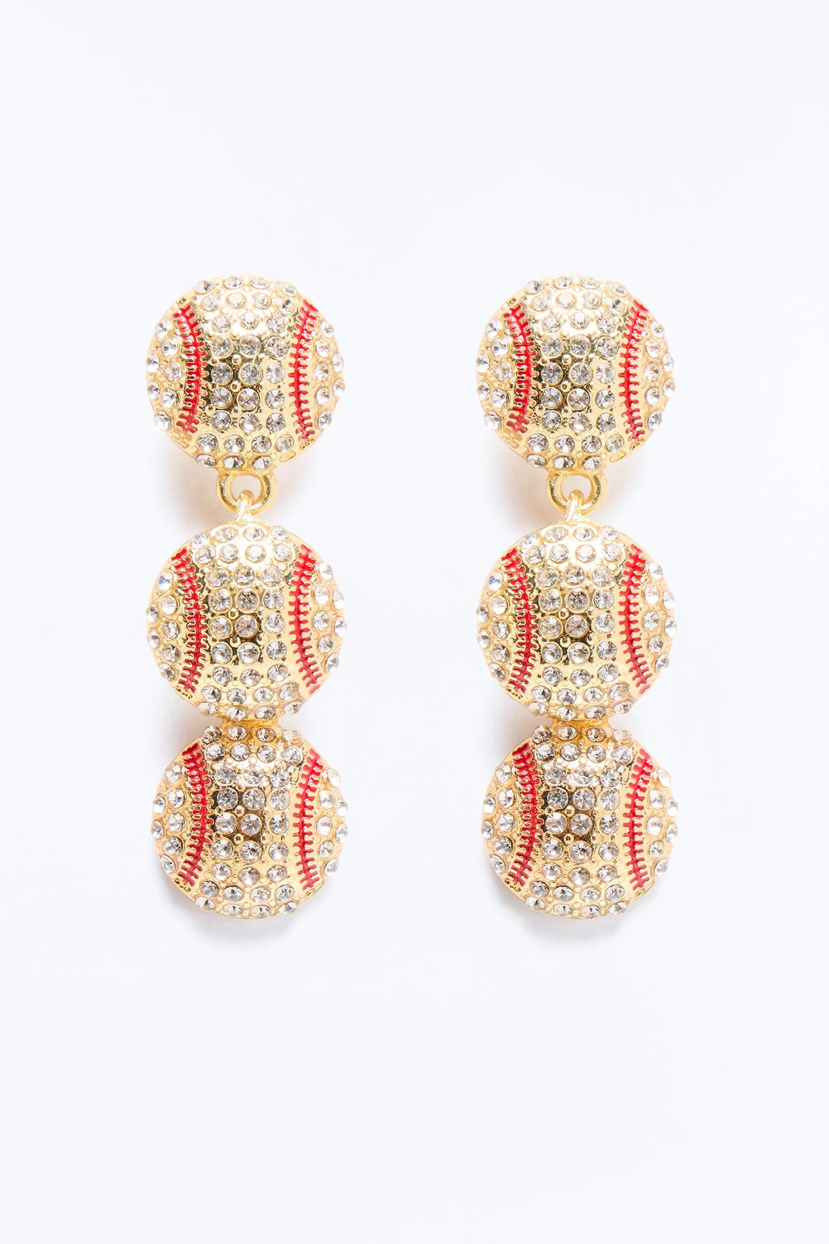 Ball Game Baddie Earrings - Silver/Red — Prateado/Vermelho