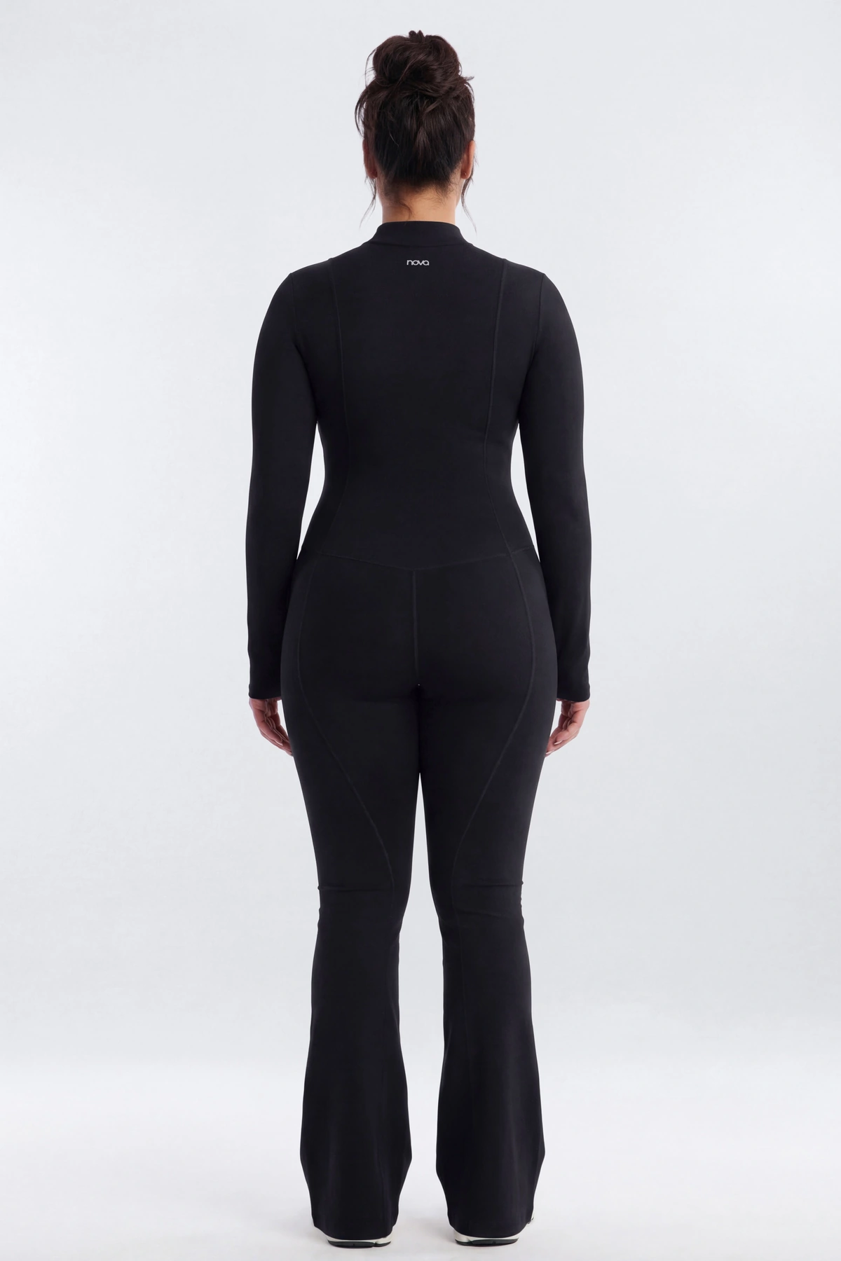 CloudForm™ 32″ Long Sleeve Flare Jumpsuit - Black — Preto