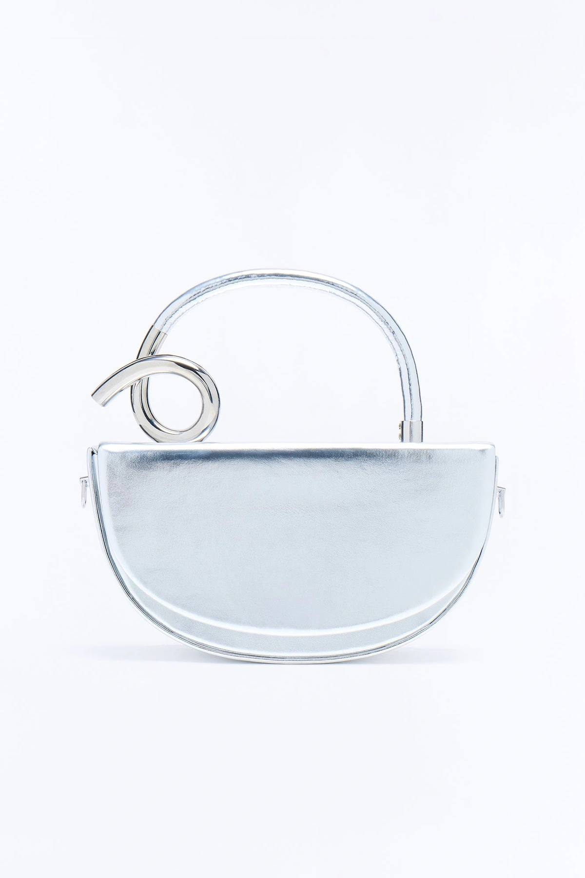 Adding A Twist Faux Leather Satchel Bag - Silver — Prateado