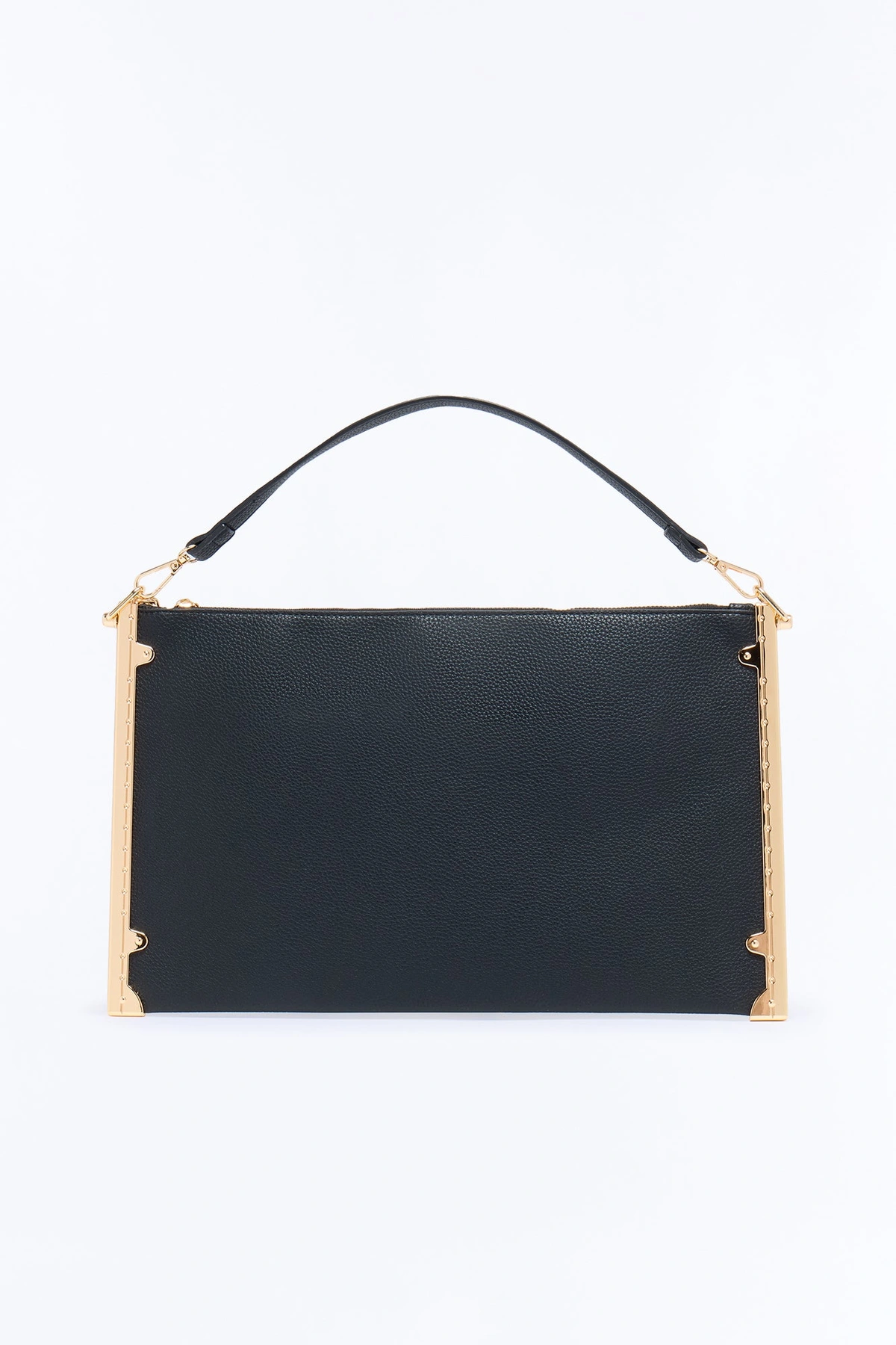Soft Structure Faux Leather Shoulder Handbag - Black — Preto