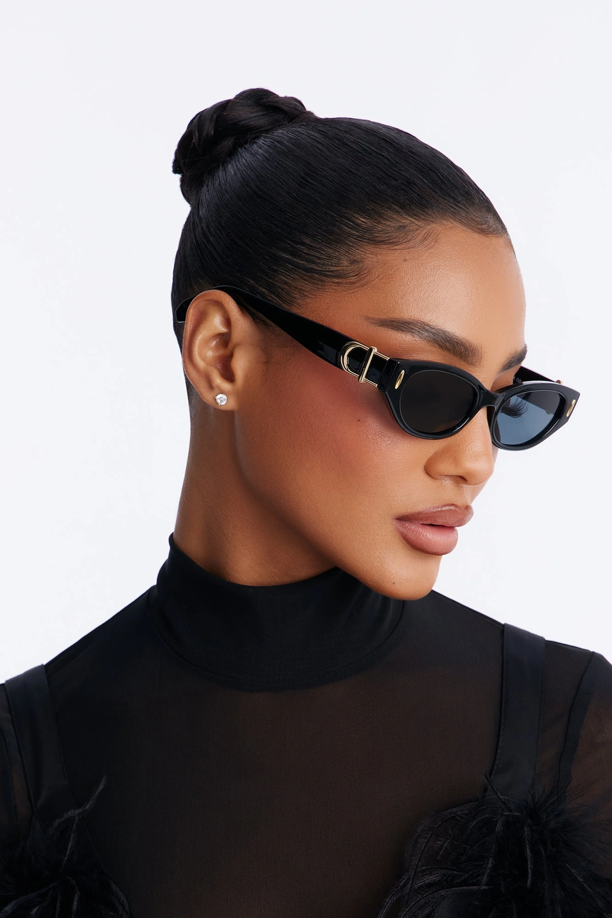 Encore Cat Eye Sunglasses - Black — Preto