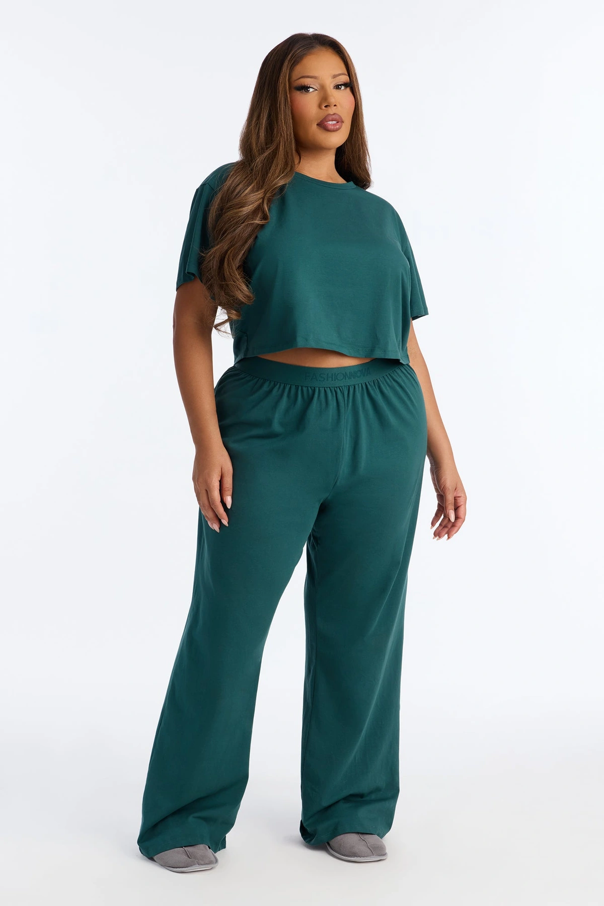 FN Mood Cotton PJ Pant Set - Hunter Green — Hunter Verde