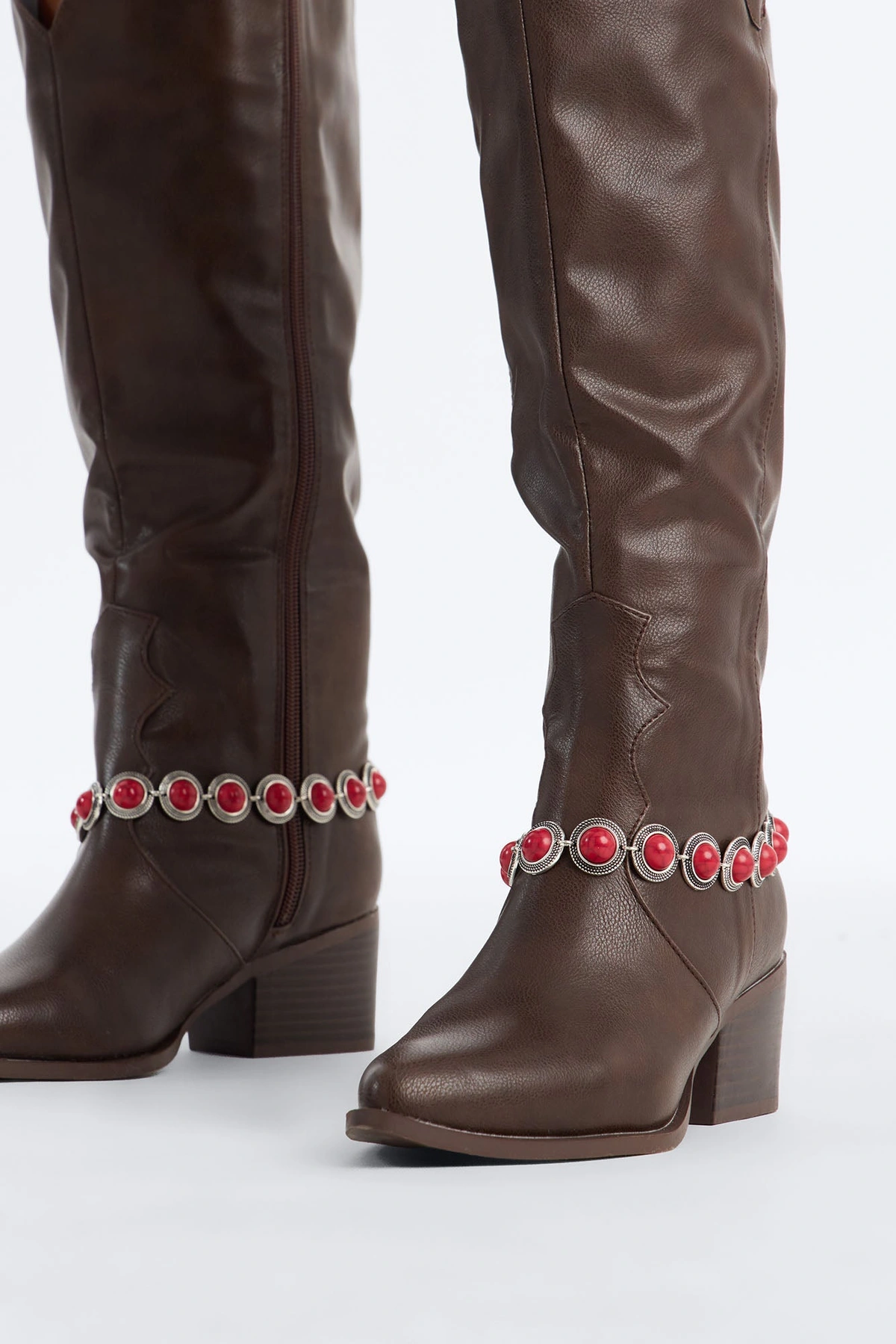 Dusty Trail Jeweled Boot Chain 2 Pack - Silver/Red — Prateado/Vermelho