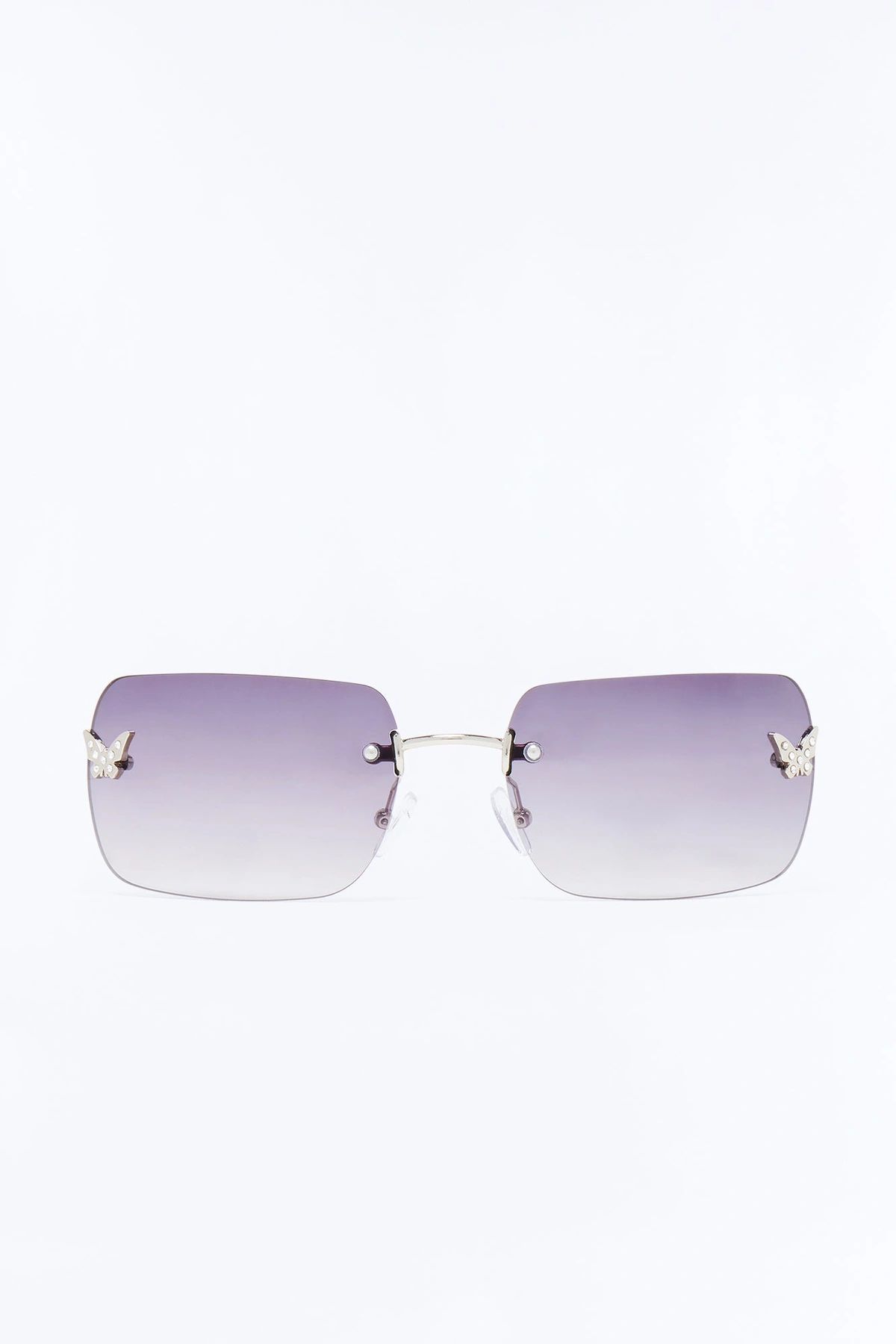 Butterfly Beauty Square Sunglasses - Black/Silver — Preto/Prateado
