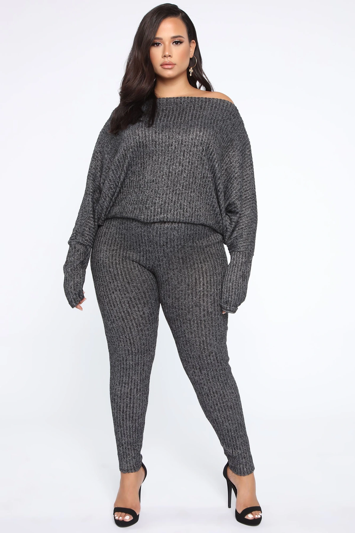 Feeling The Chill Sweater Set - Charcoal — Cinzento-escuro