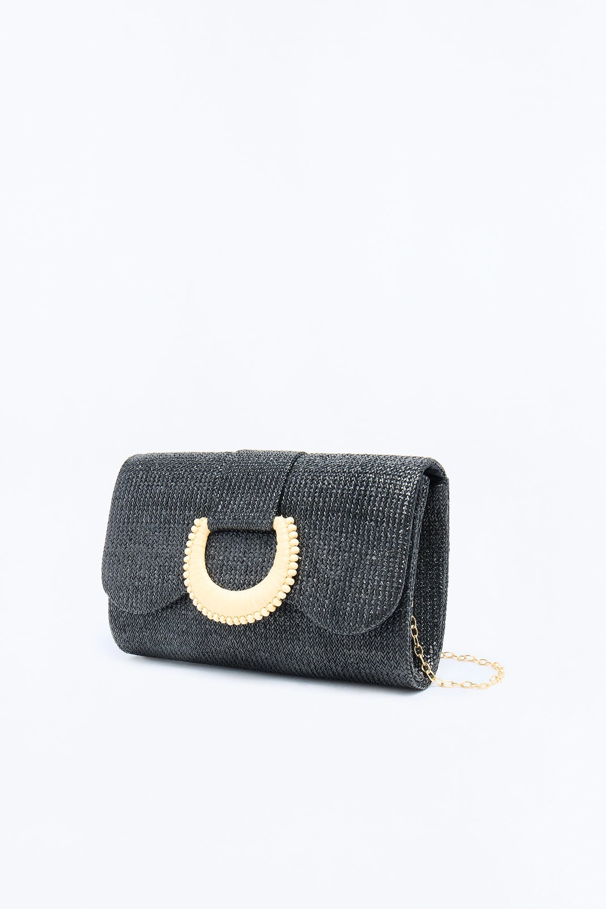Riviera Maya Straw Clutch - Black — Preto