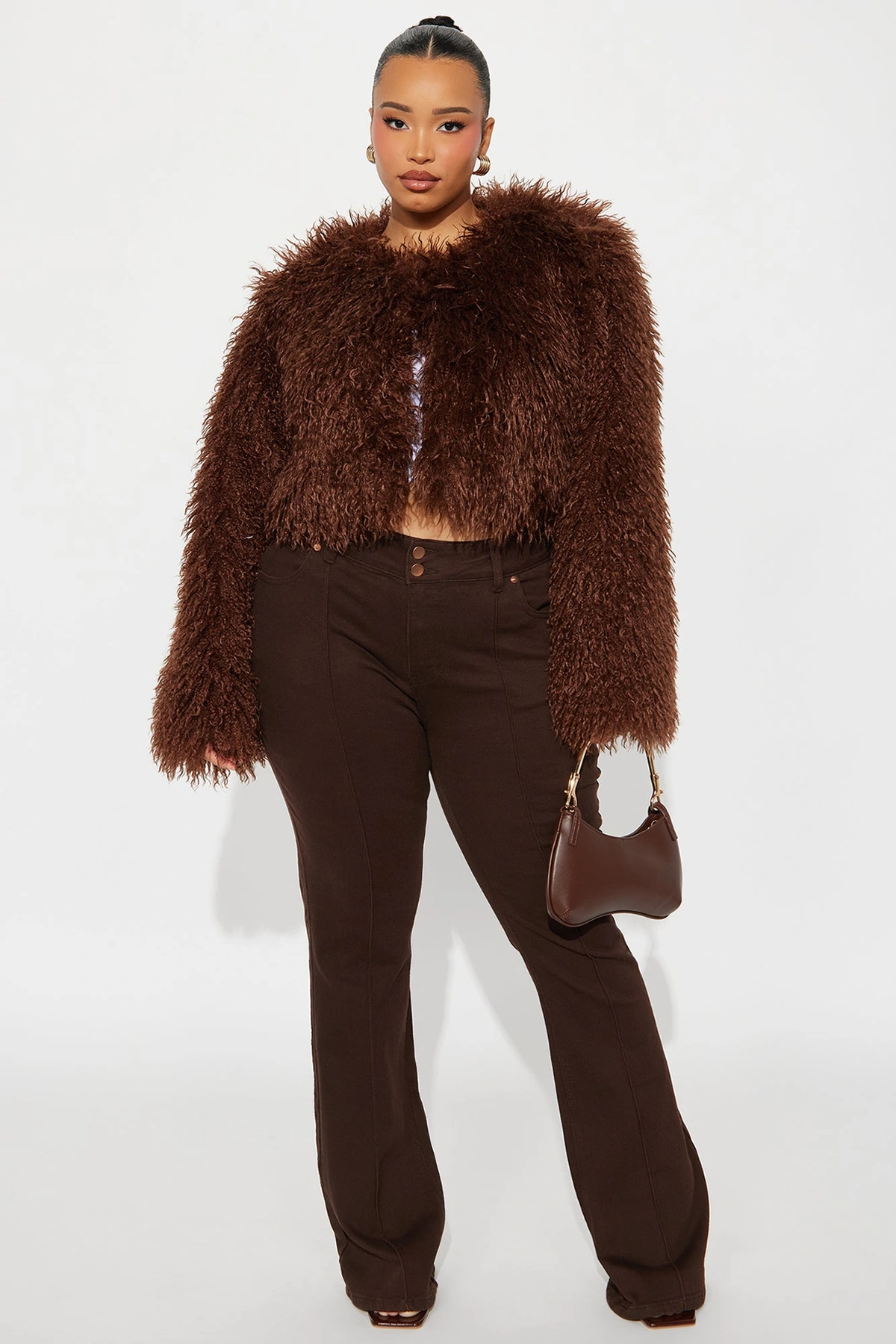 Sydney Faux Fur Coat - Brown — Castanho