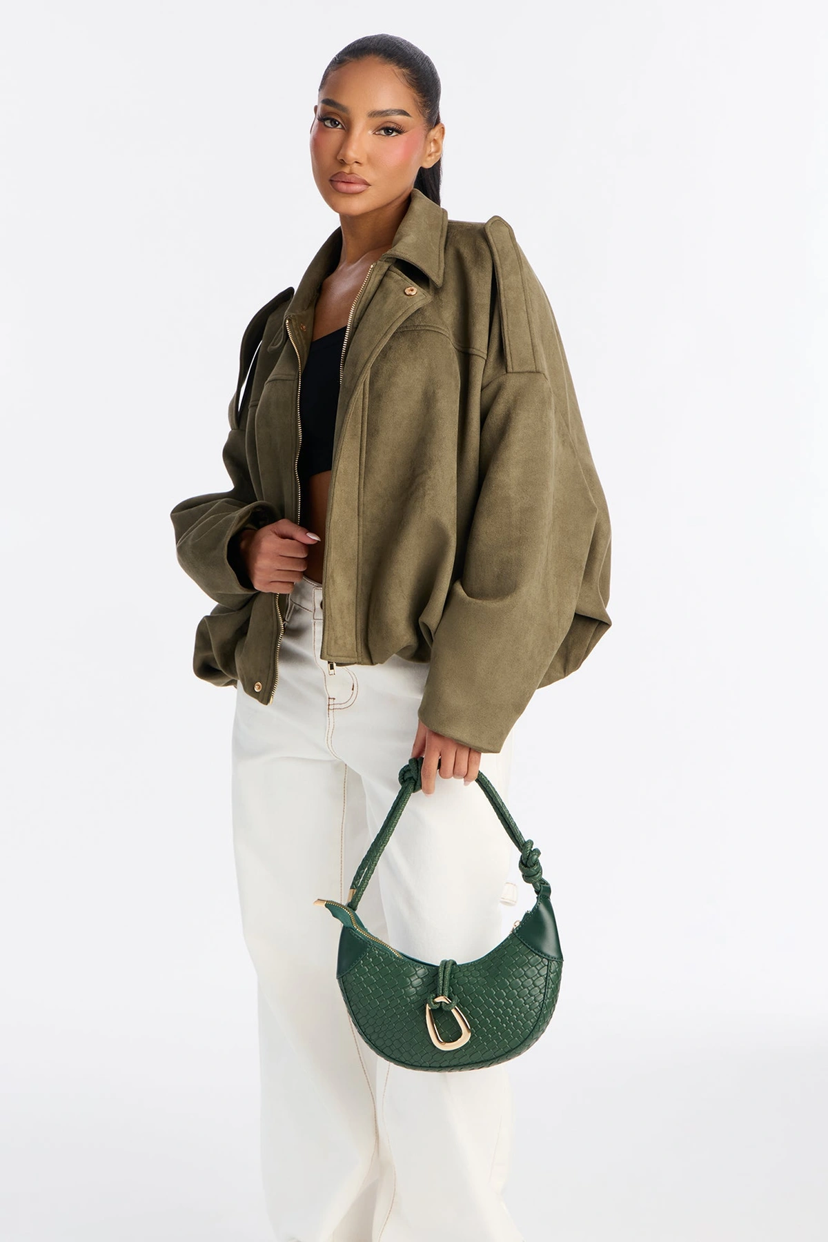 Nock Knot Faux Leather Shoulder Handbag - Green — Verde