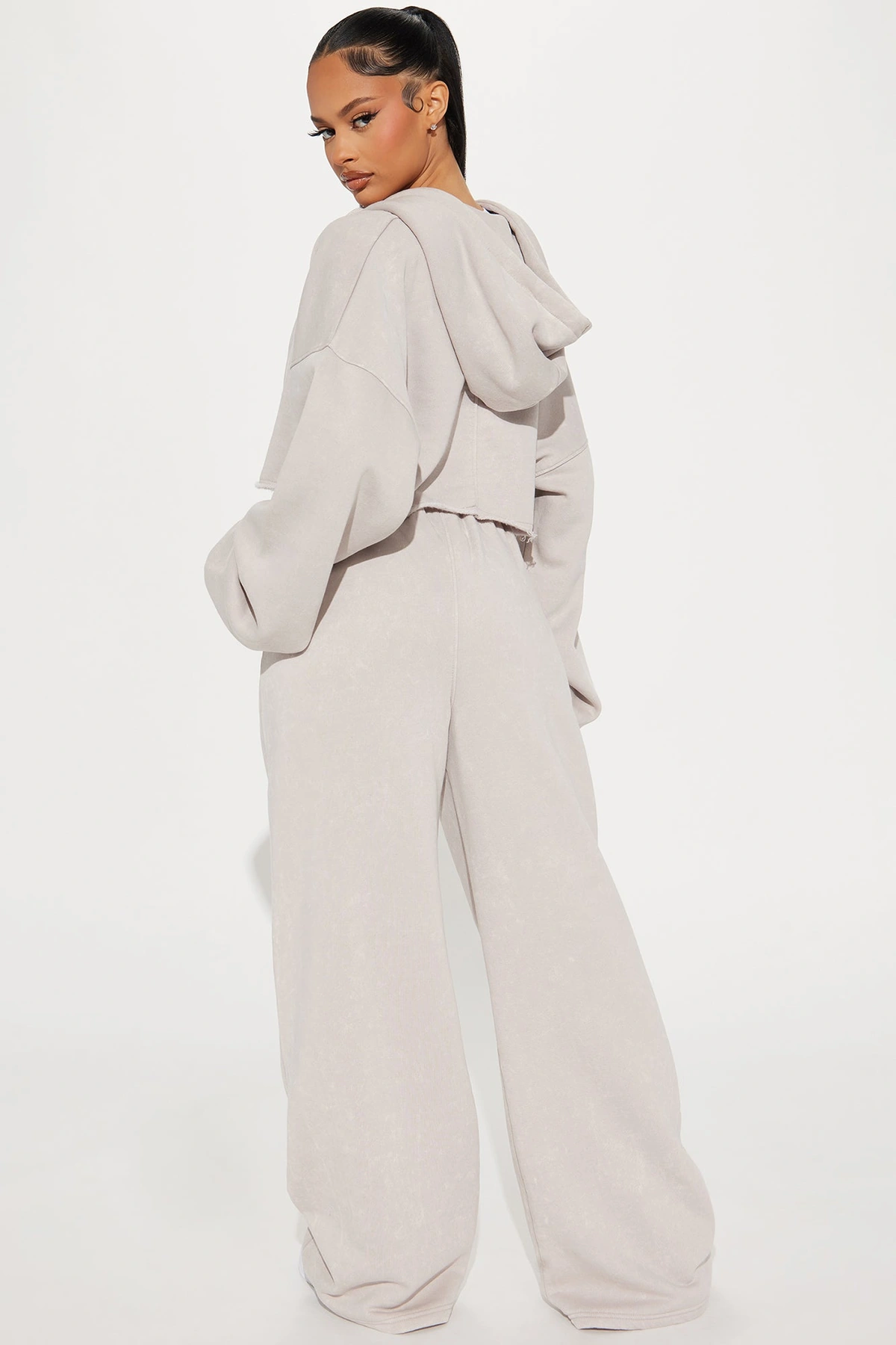 On The Go Fleece Pant Set - Taupe — Bege acinzentado