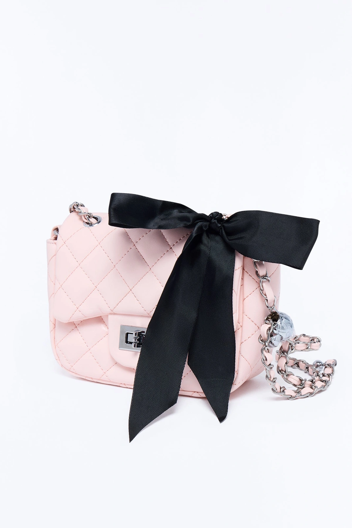 Bow Me Away Faux Leather Crossbody Handbag - Blush — Blush