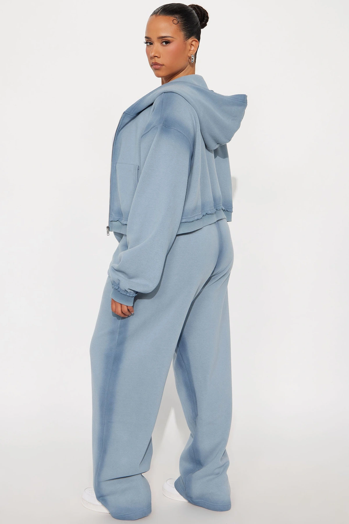 Wynona Washed Fleece Pant Set - Slate Blue — Slate Azul