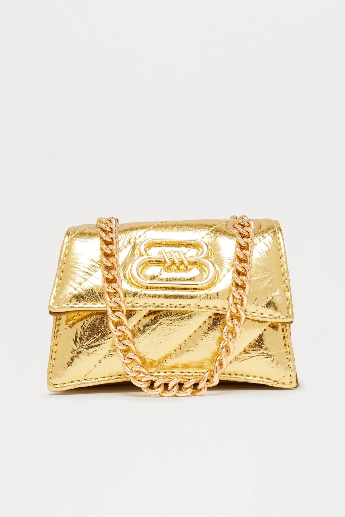 Go Crazy For It Quilted Faux Leather Handbag - Gold — Dourado