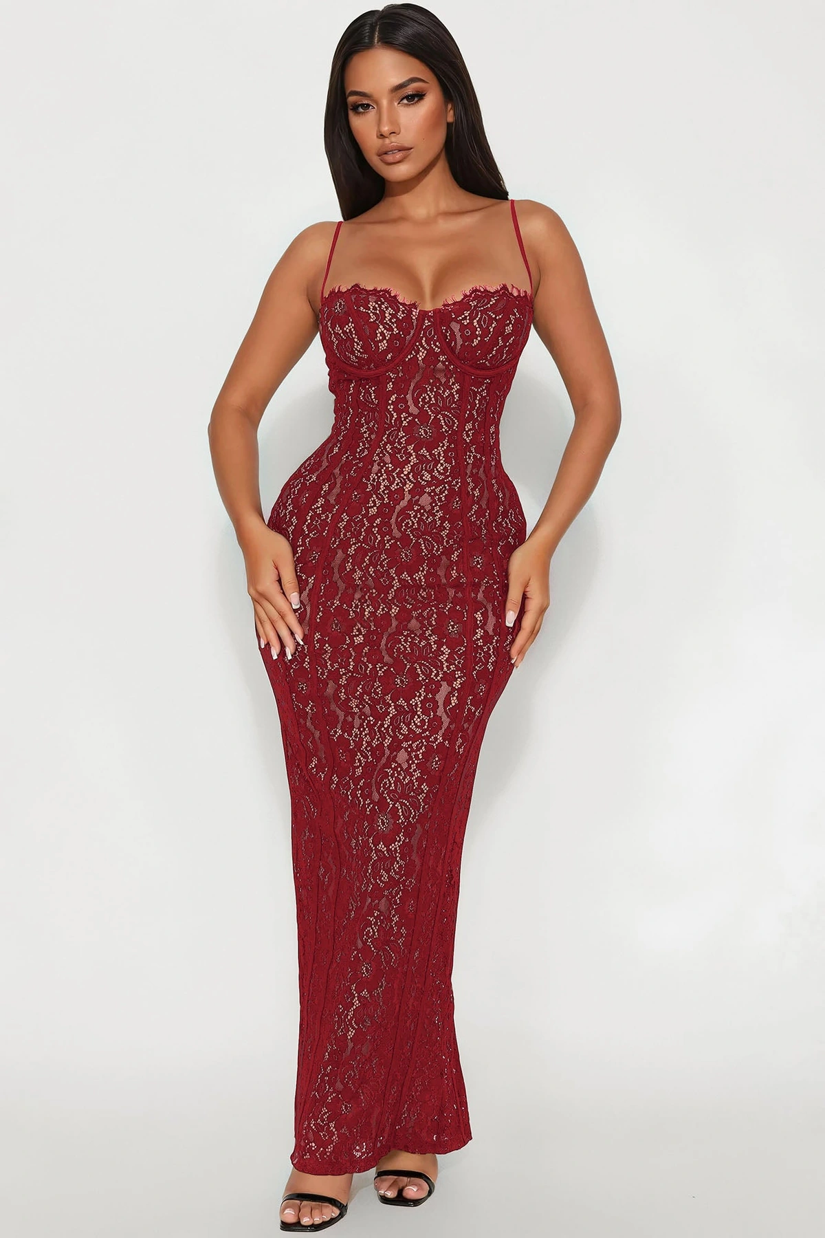 All In Love Lace Maxi Dress - Red — Vermelho