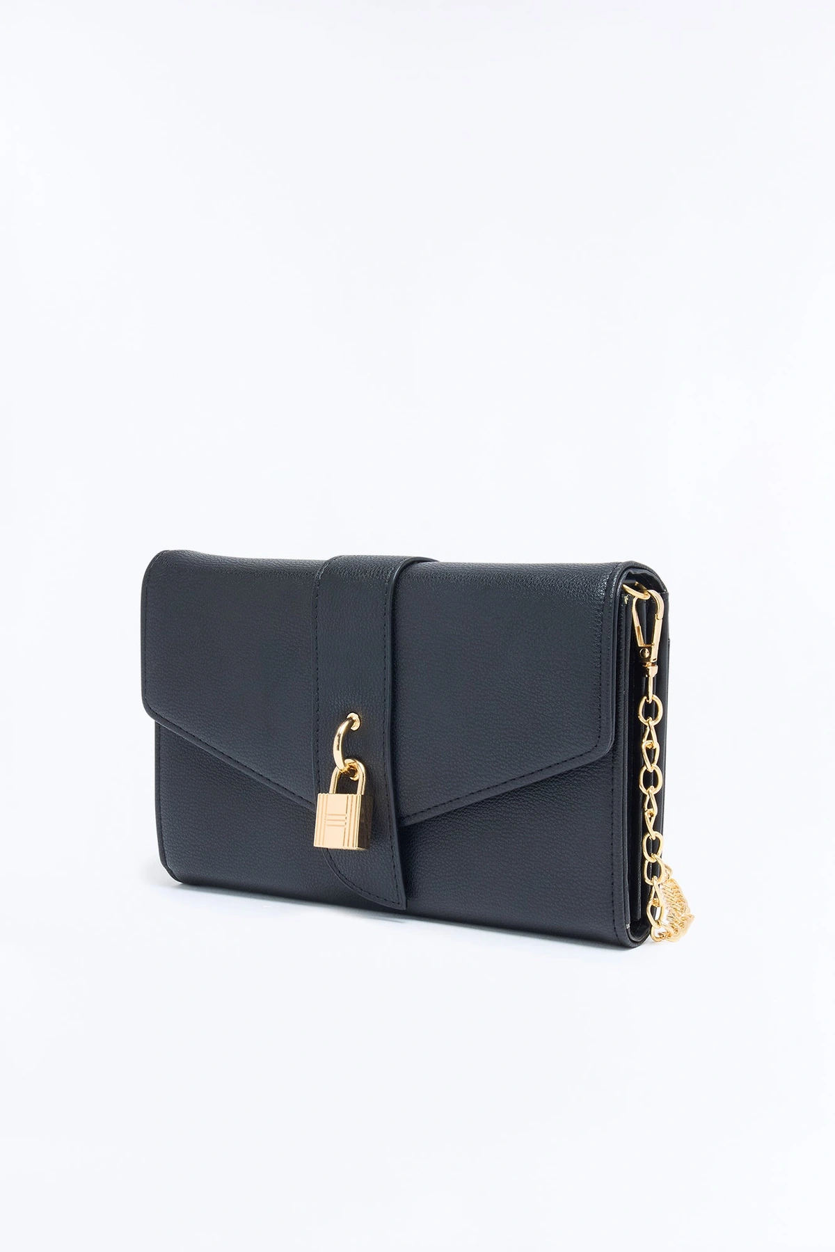 Keep It Locked Faux Leather Crossbody Bag - Black — Preto