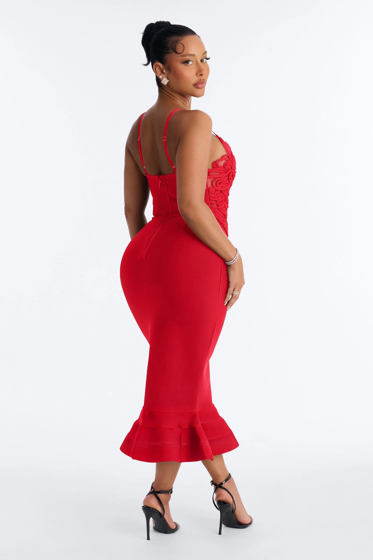 Monique Bandage Mermaid Midi Dress - Red — Vermelho