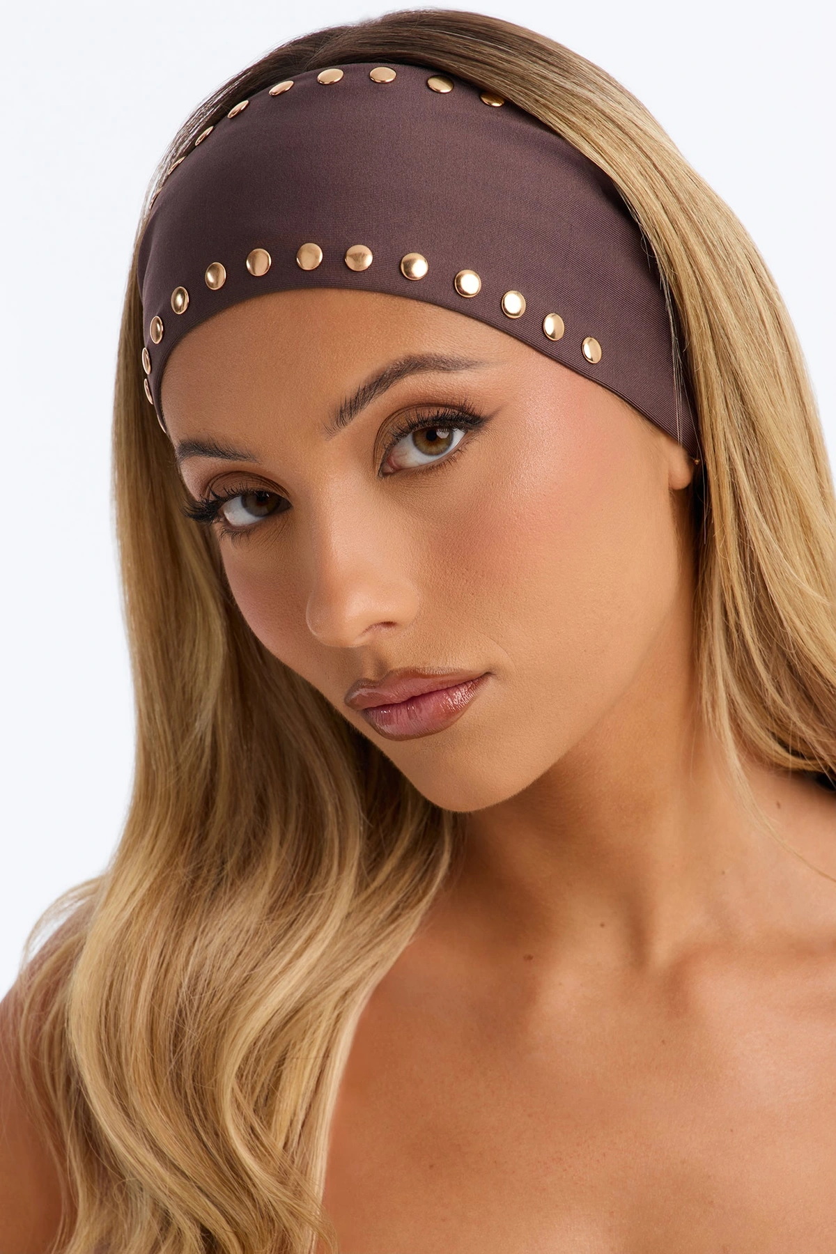 City Lights Studded Headband - Brown — Castanho