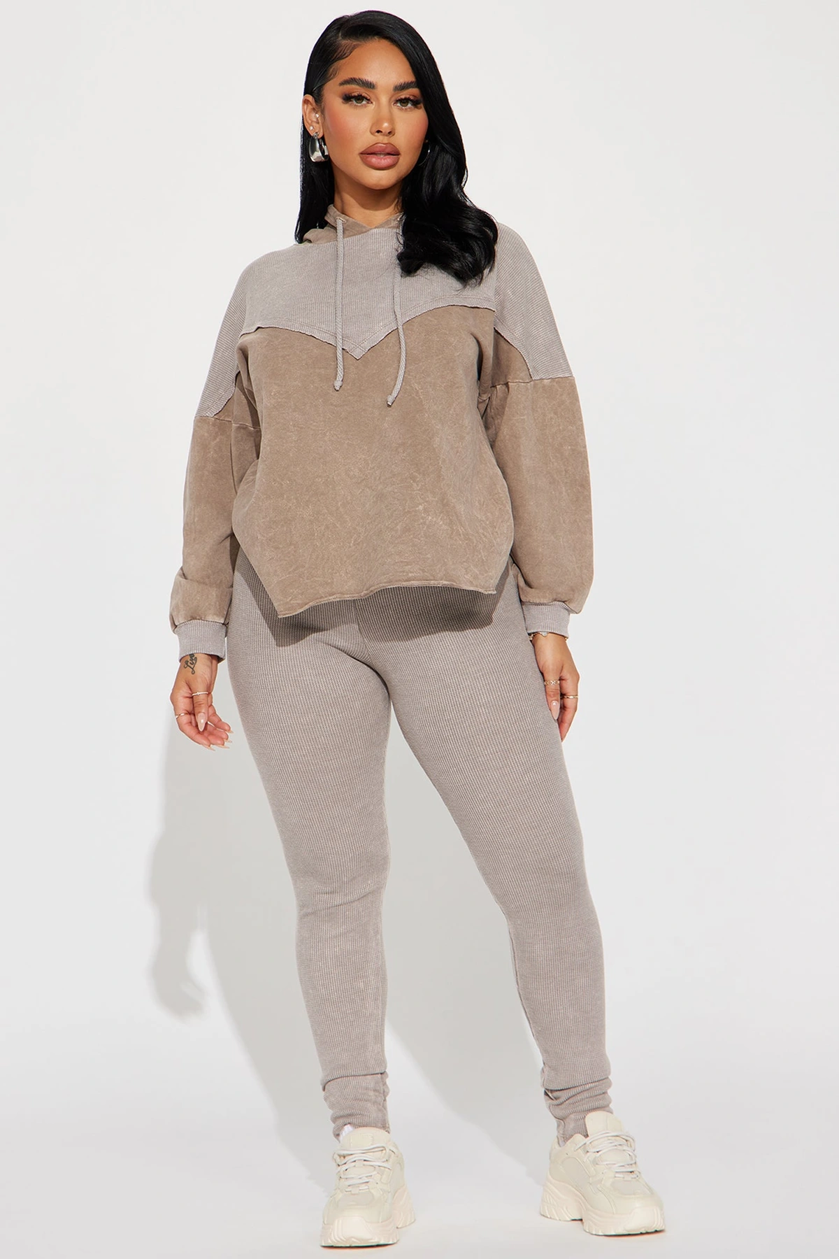 Yazmine Vintage Wash Legging Set - Taupe — Bege acinzentado