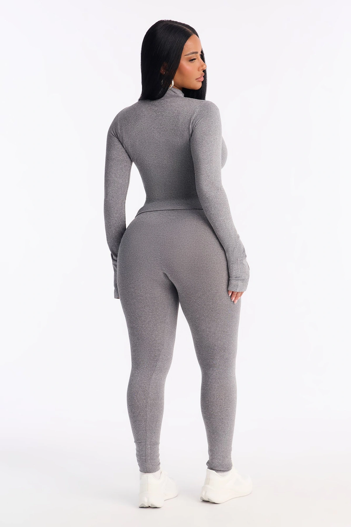 All Love Seamless Zip Up Legging Set - Heather Grey — Cinzento mesclado