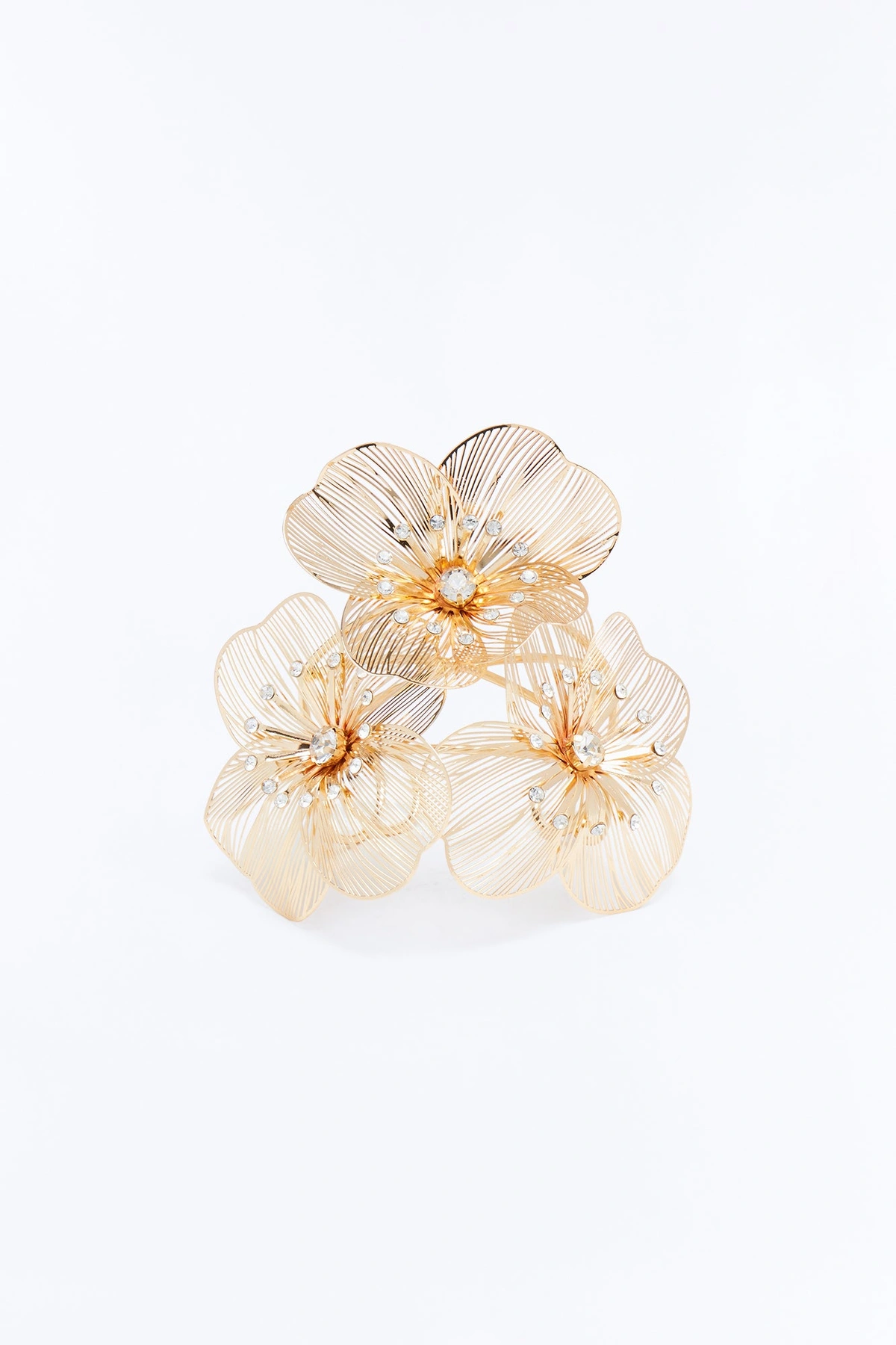Clarissa Floral Cuff Bracelet - Gold — Dourado