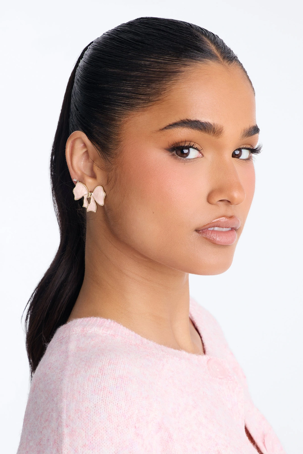 Prettiest Bow Drop Earrings - Pink — Rosa