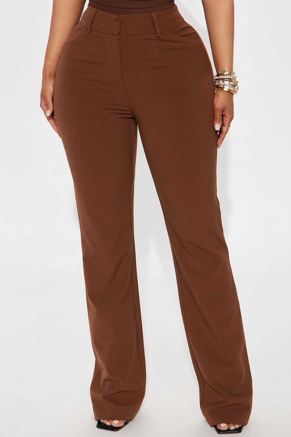 Tasha Dressy High Rise Pants - Brown — Castanho