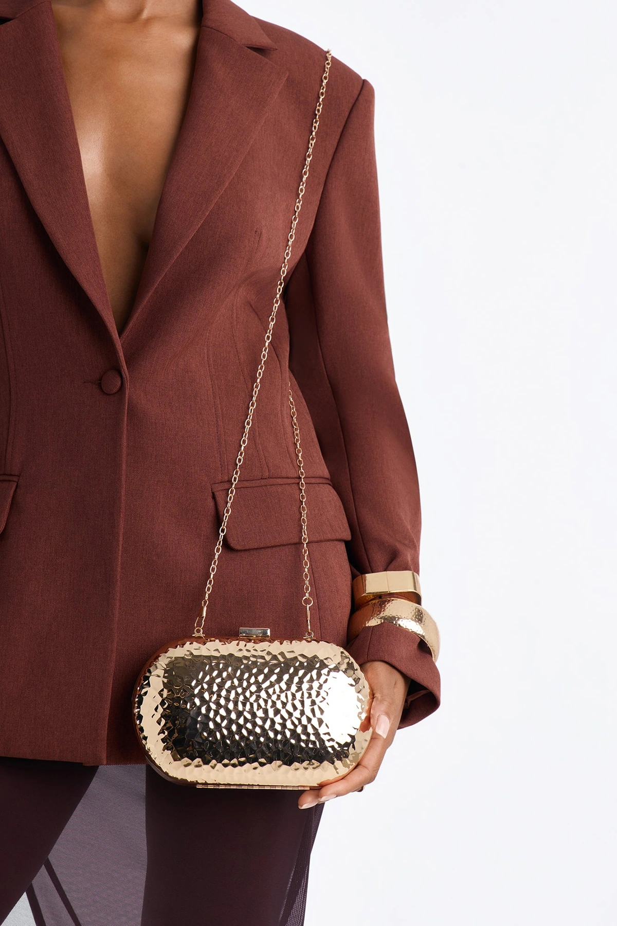 Forged Icon Metal Clutch Handbag - Gold — Dourado