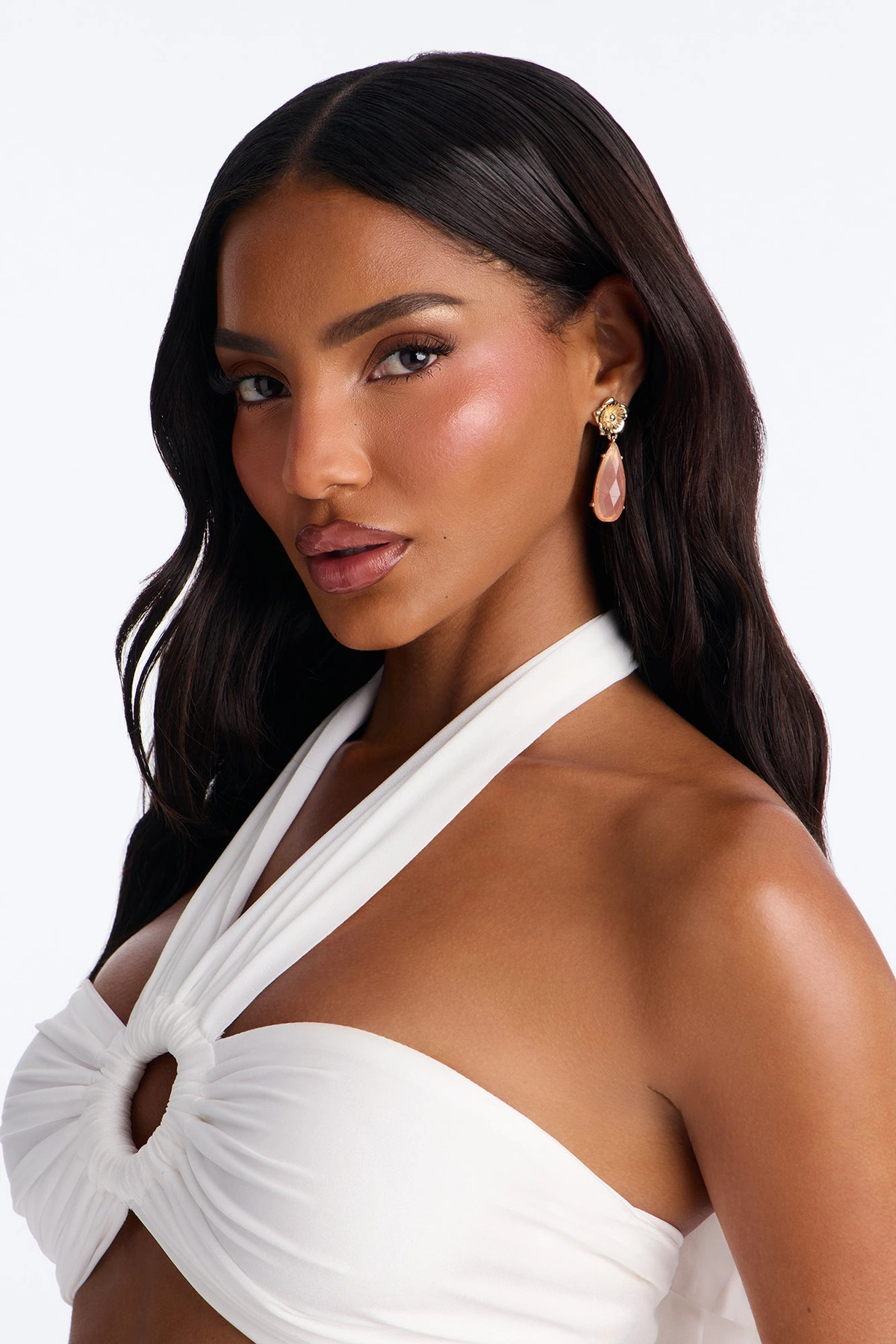 Sweetest Feeling Floral Earrings - Gold/Pink — Dourado/Rosa