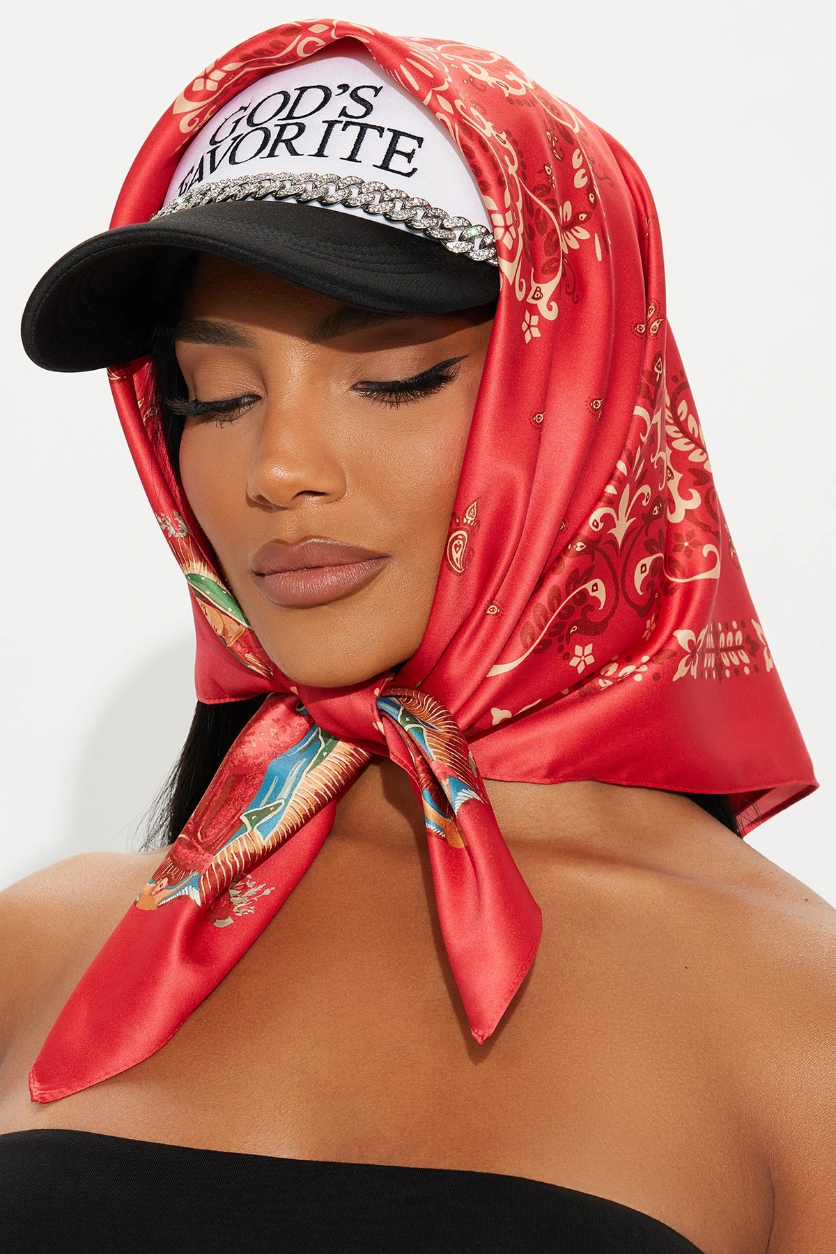Faith Over Fear Head Scarf - Red/combo — Vermelho/combinação