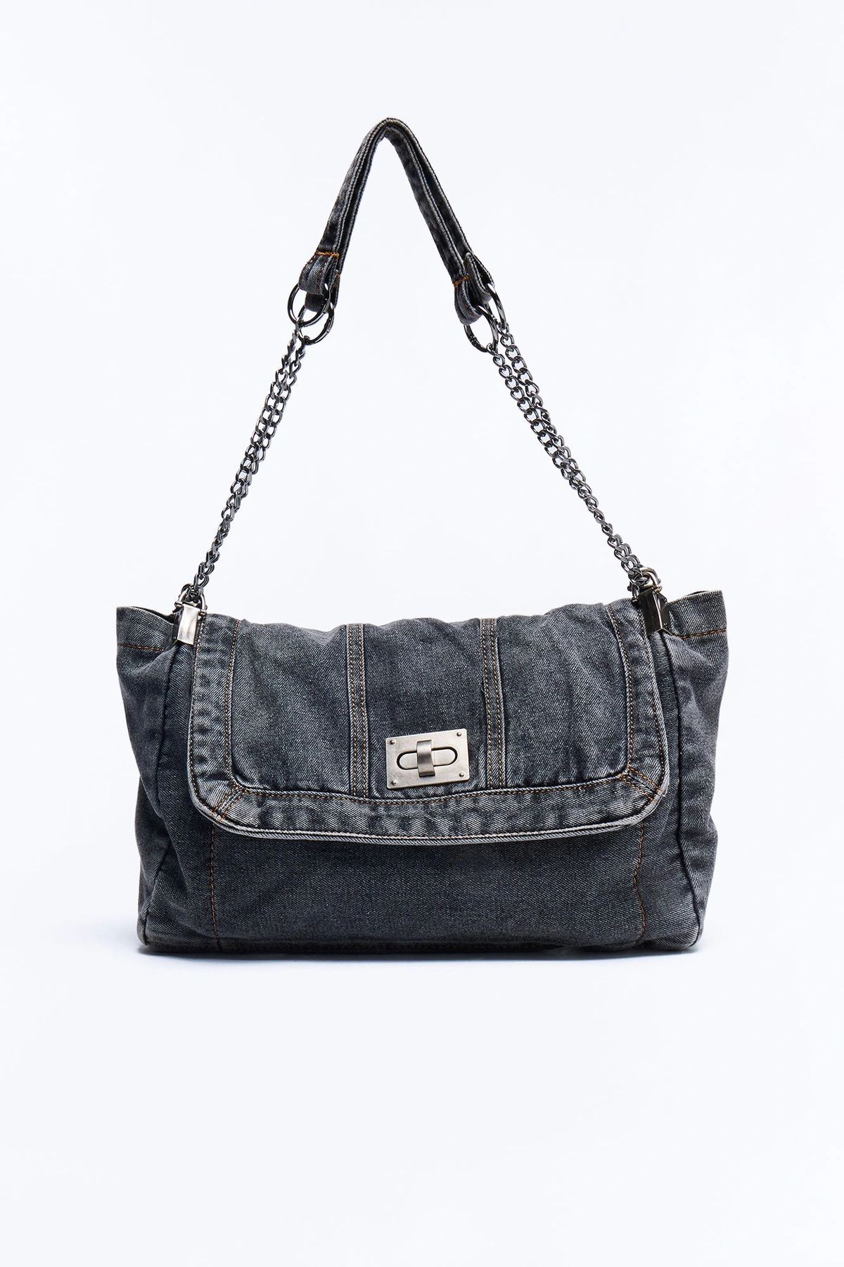 Denim Diva Shoulder Handbag - Black — Preto