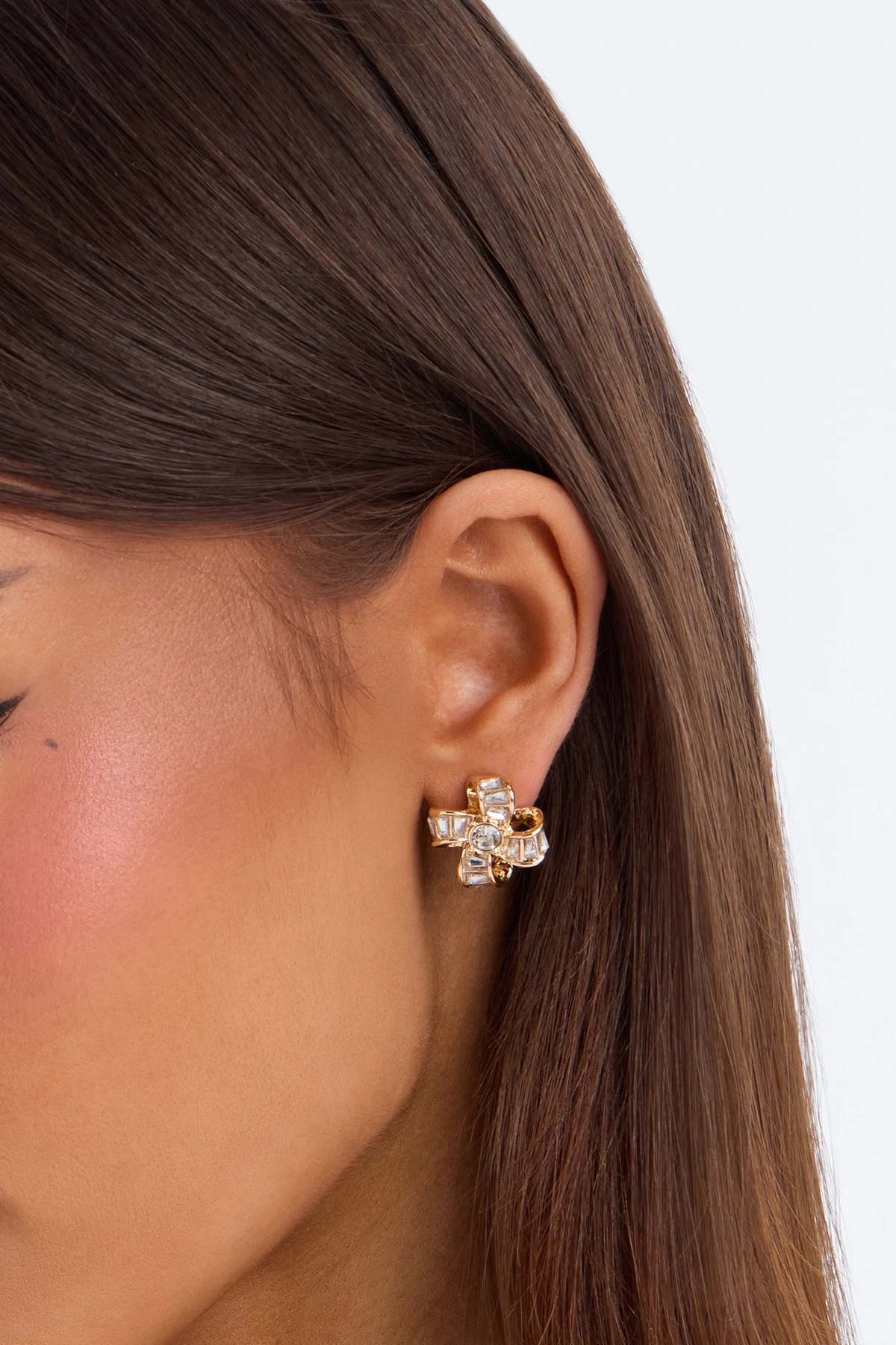 Enjoy The Moment Rhinestone Stud Earrings - Gold — Dourado