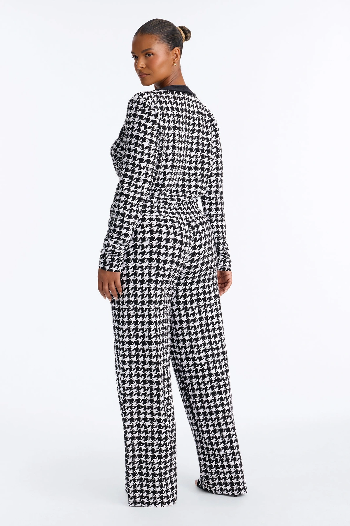 Maria Houndstooth Pant Set - Black/White — Preto/Branco
