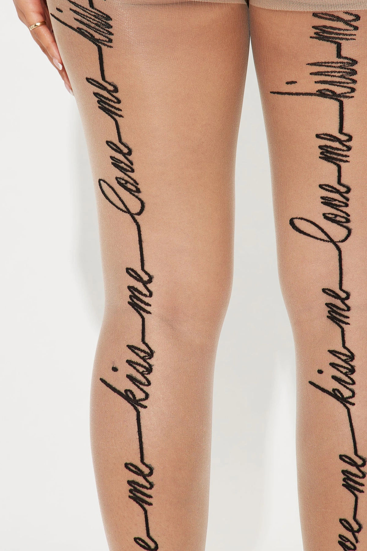 Love Me Kiss Me Tights - Beige — Bege