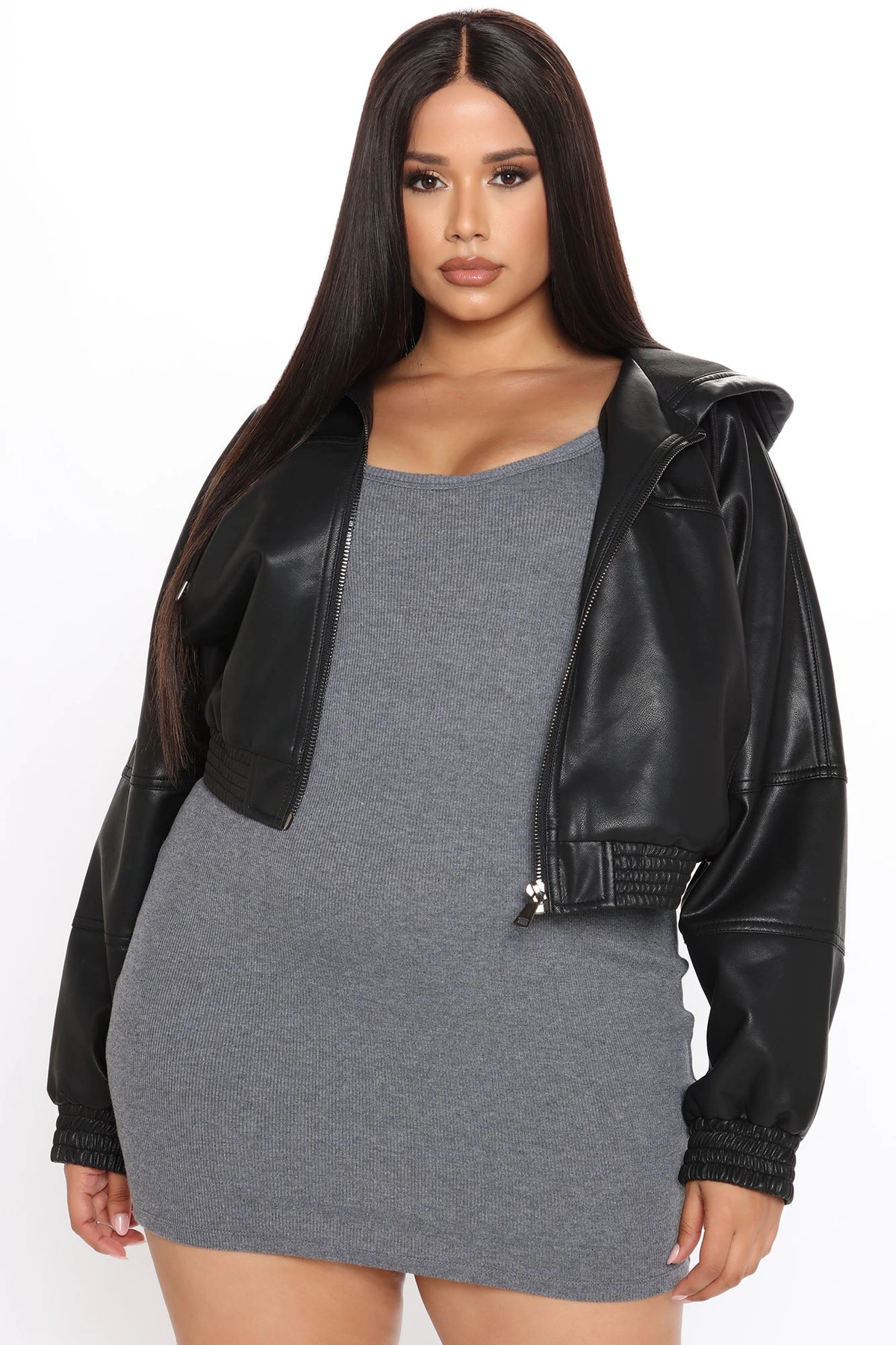 Call Me Baddie Faux Leather Jacket - Black — Preto