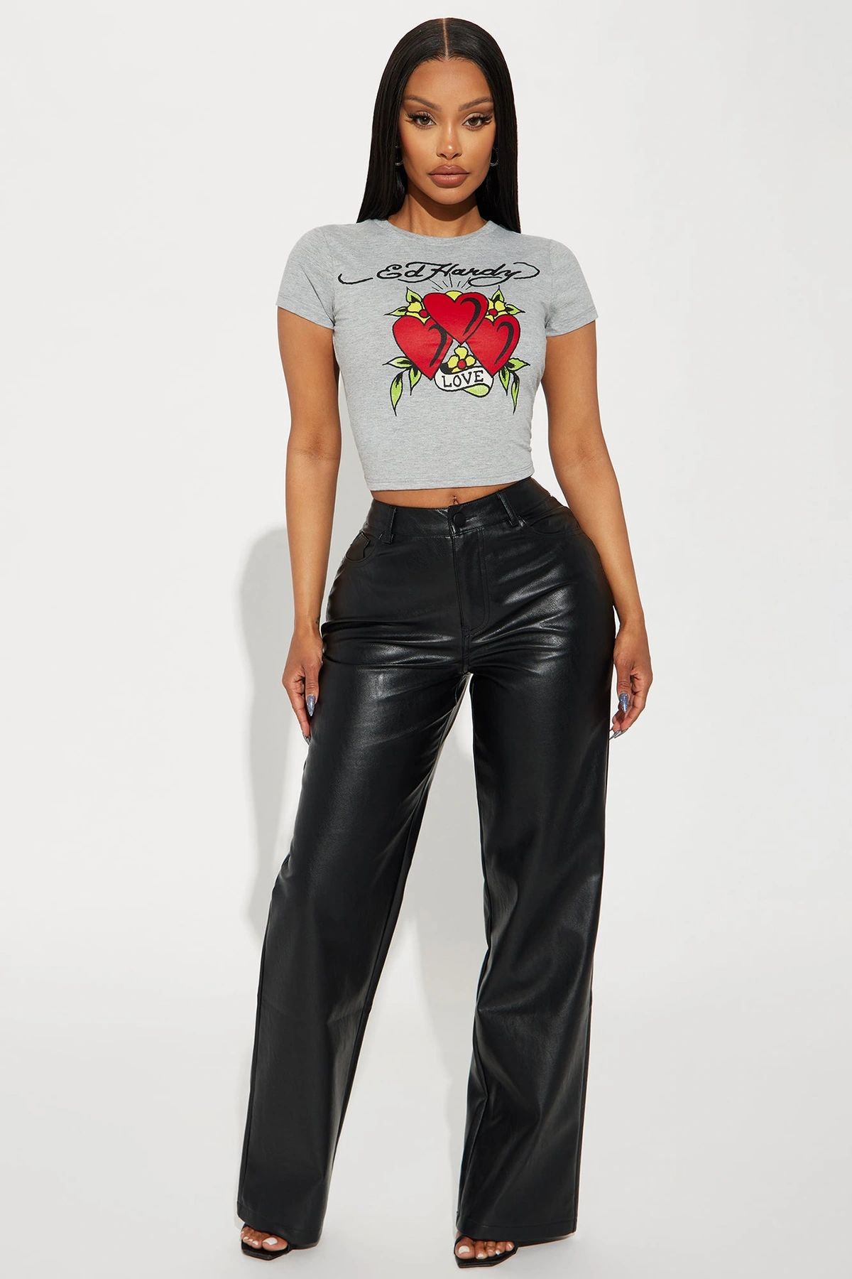 Work Or Play Faux Leather Trouser Pant - Black — Preto