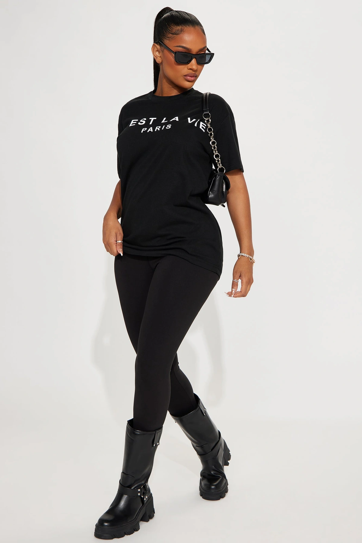 C'est La Vie Legging Set - Black — Preto
