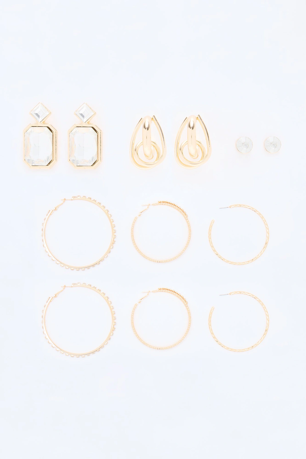 High Looks 6 Pair Multi Earring Set - Gold — Dourado