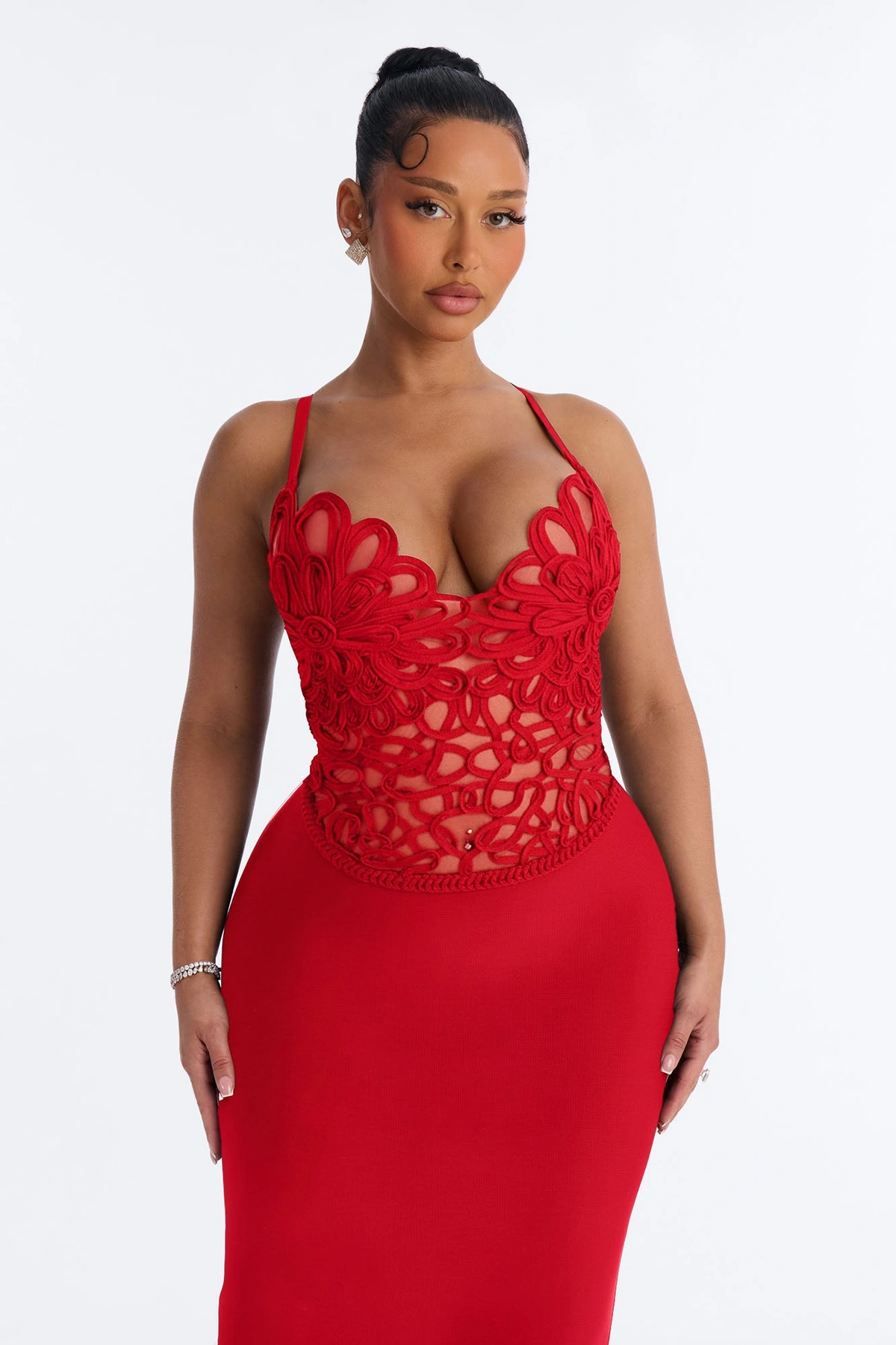 Monique Bandage Mermaid Midi Dress - Red — Vermelho